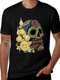 Floral Sugar Skull T-Shirt - Black
