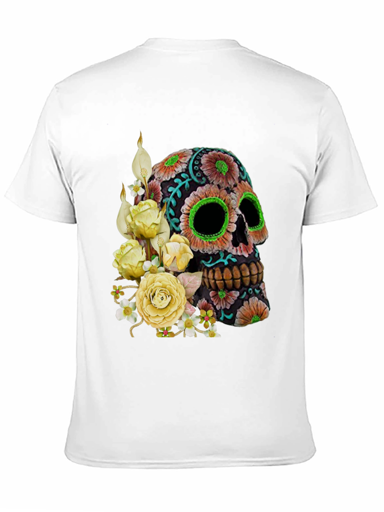 Floral Sugar Skull T-Shirt - Black