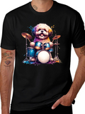Dog Drummer T-Shirt - Music Lover Tee