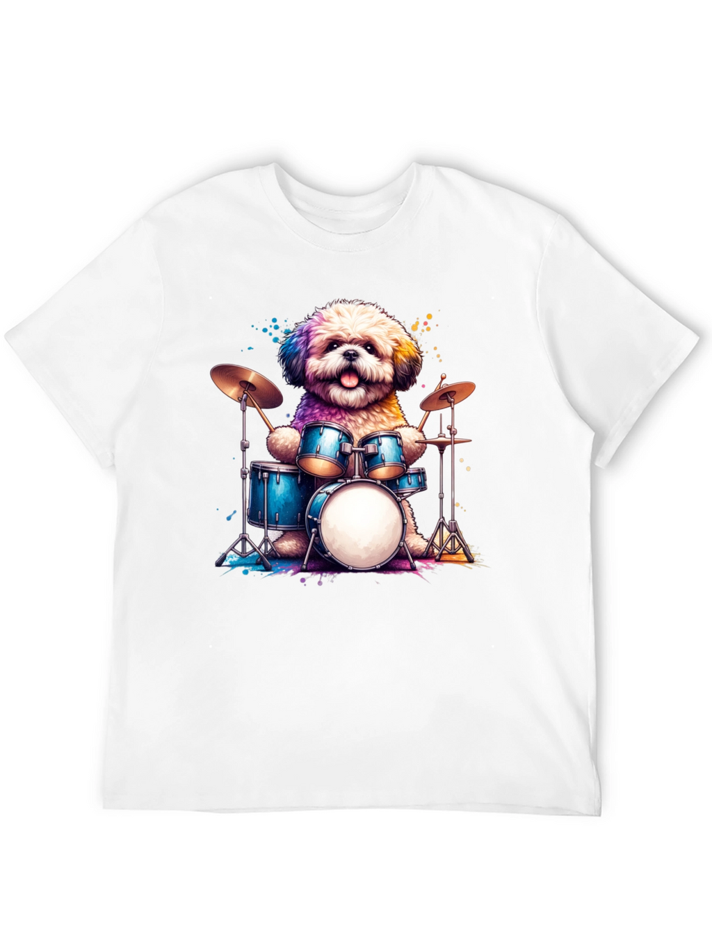 Dog Drummer T-Shirt - Music Lover Tee