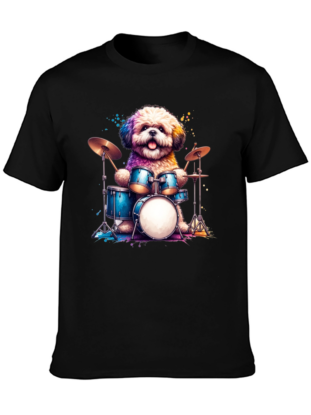 Dog Drummer T-Shirt - Music Lover Tee