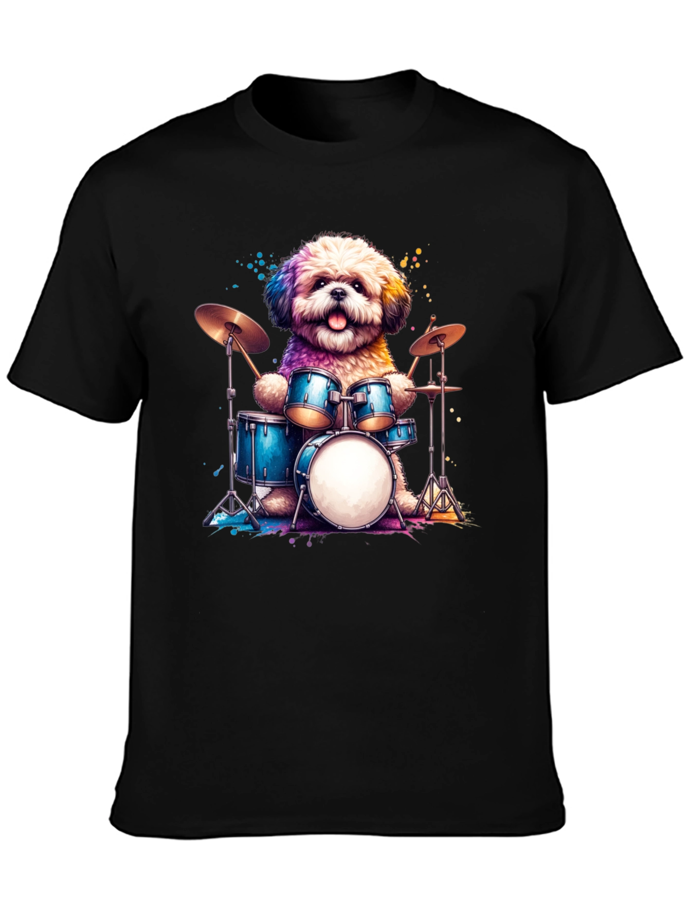 Dog Drummer T-Shirt - Music Lover Tee