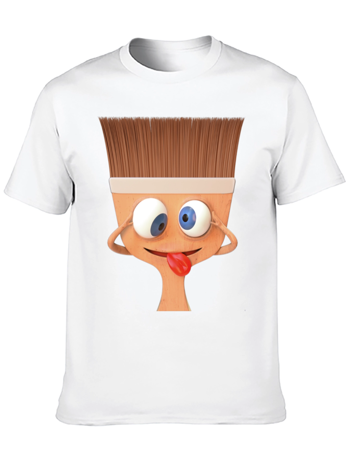 Funny Paintbrush Cartoon Black T-Shirt
