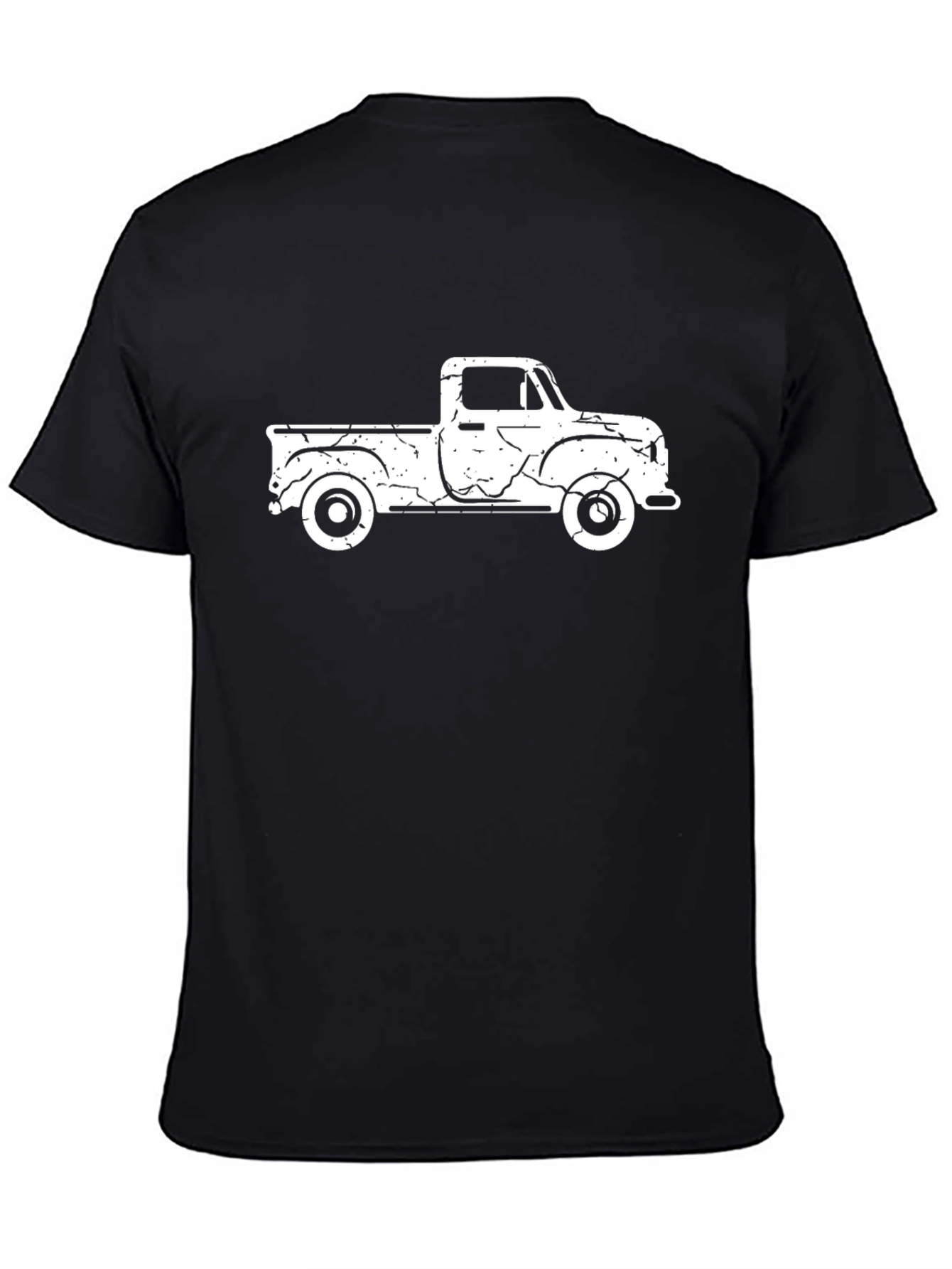 Vintage Truck Graphic Tee - Classic Black Cotton T-Shirt