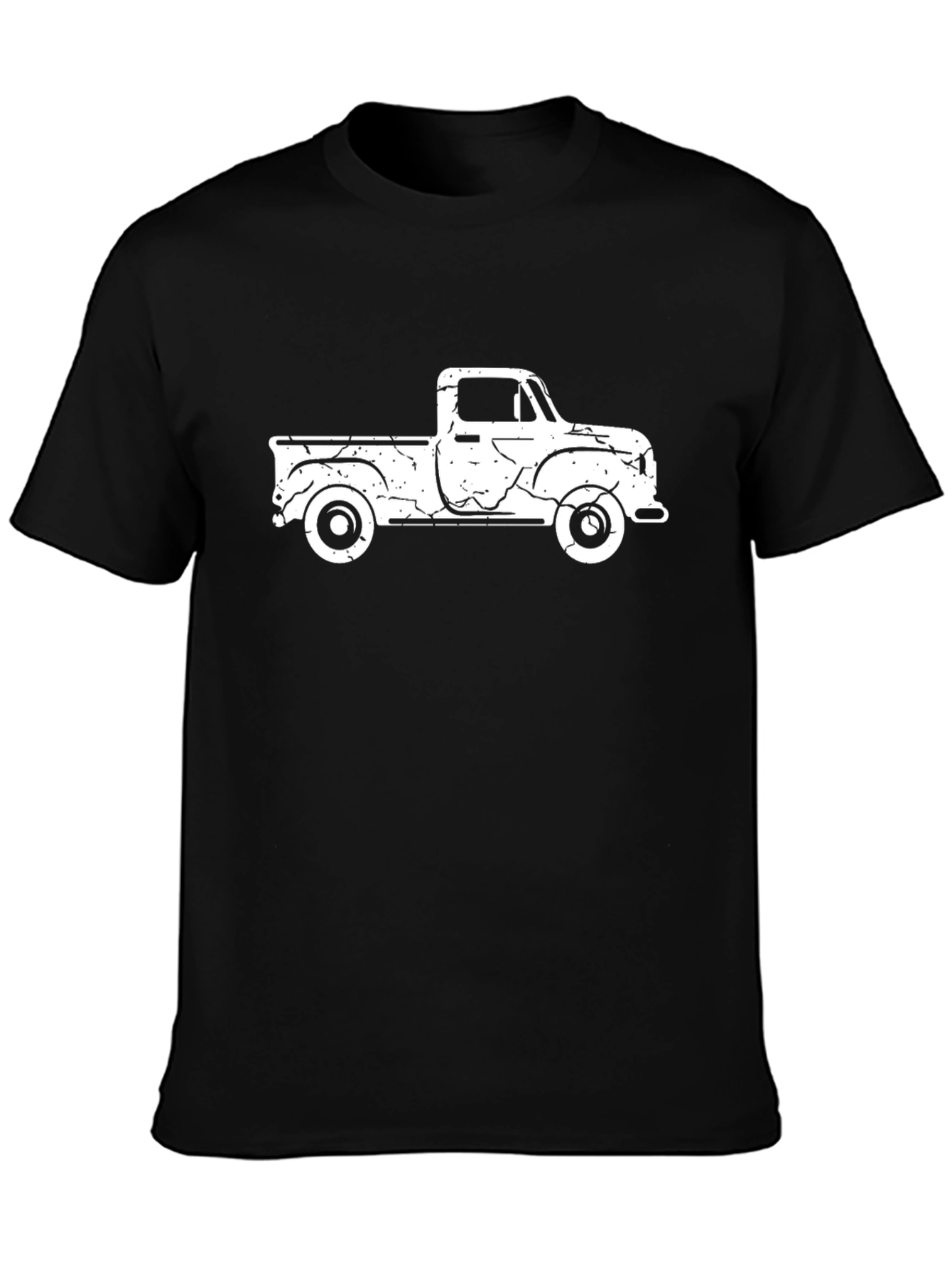 Vintage Truck Graphic Tee - Classic Black Cotton T-Shirt