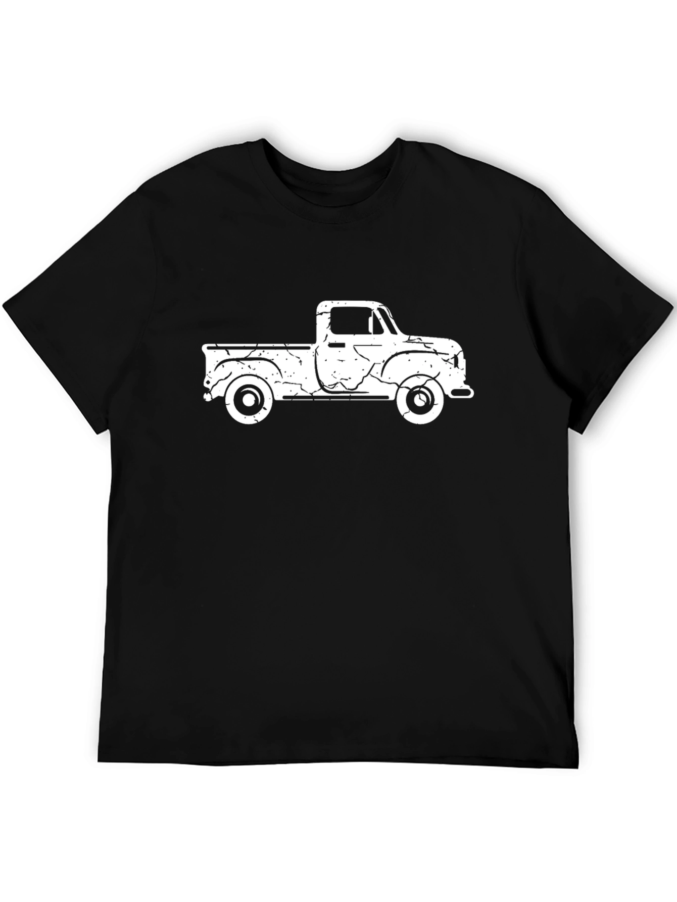 Vintage Truck Graphic Tee - Classic Black Cotton T-Shirt
