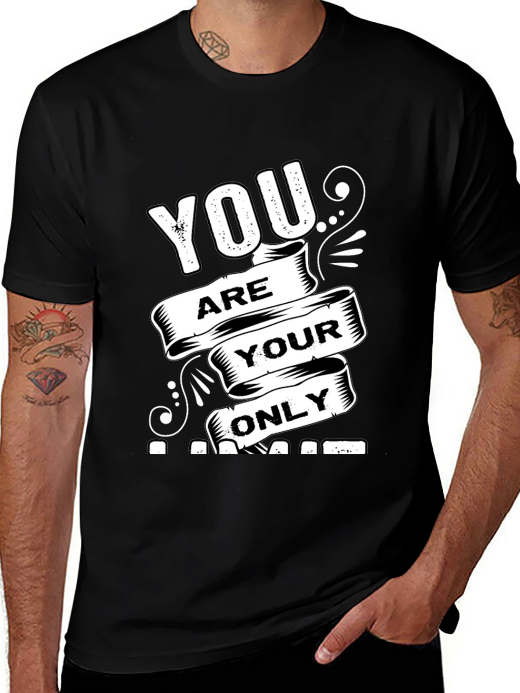 Motivational Black T-Shirt: You Are Your Only Limit