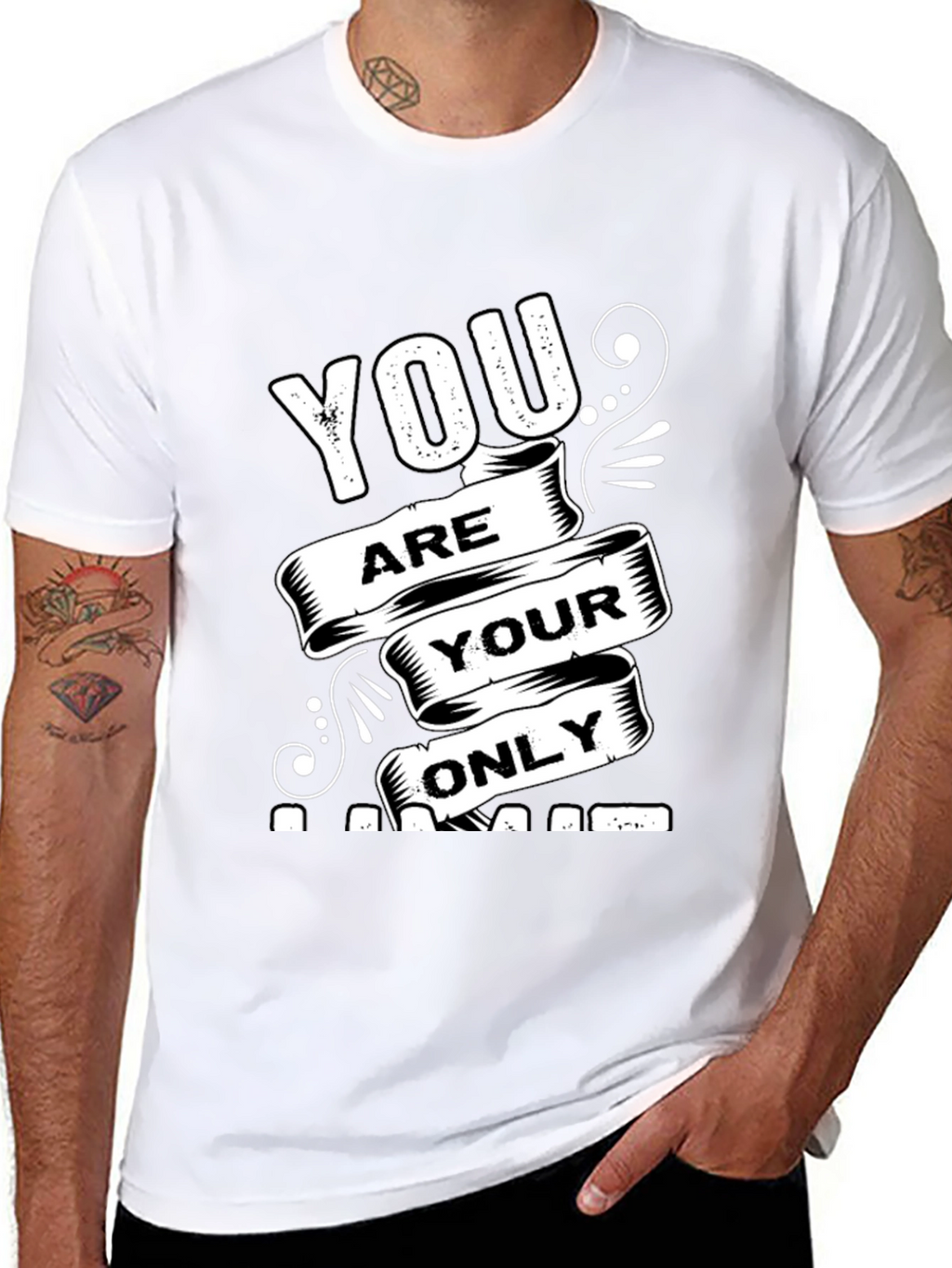 Motivational Black T-Shirt: You Are Your Only Limit
