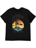 Aloha Hawaii Surf Paradise Black Graphic Tee