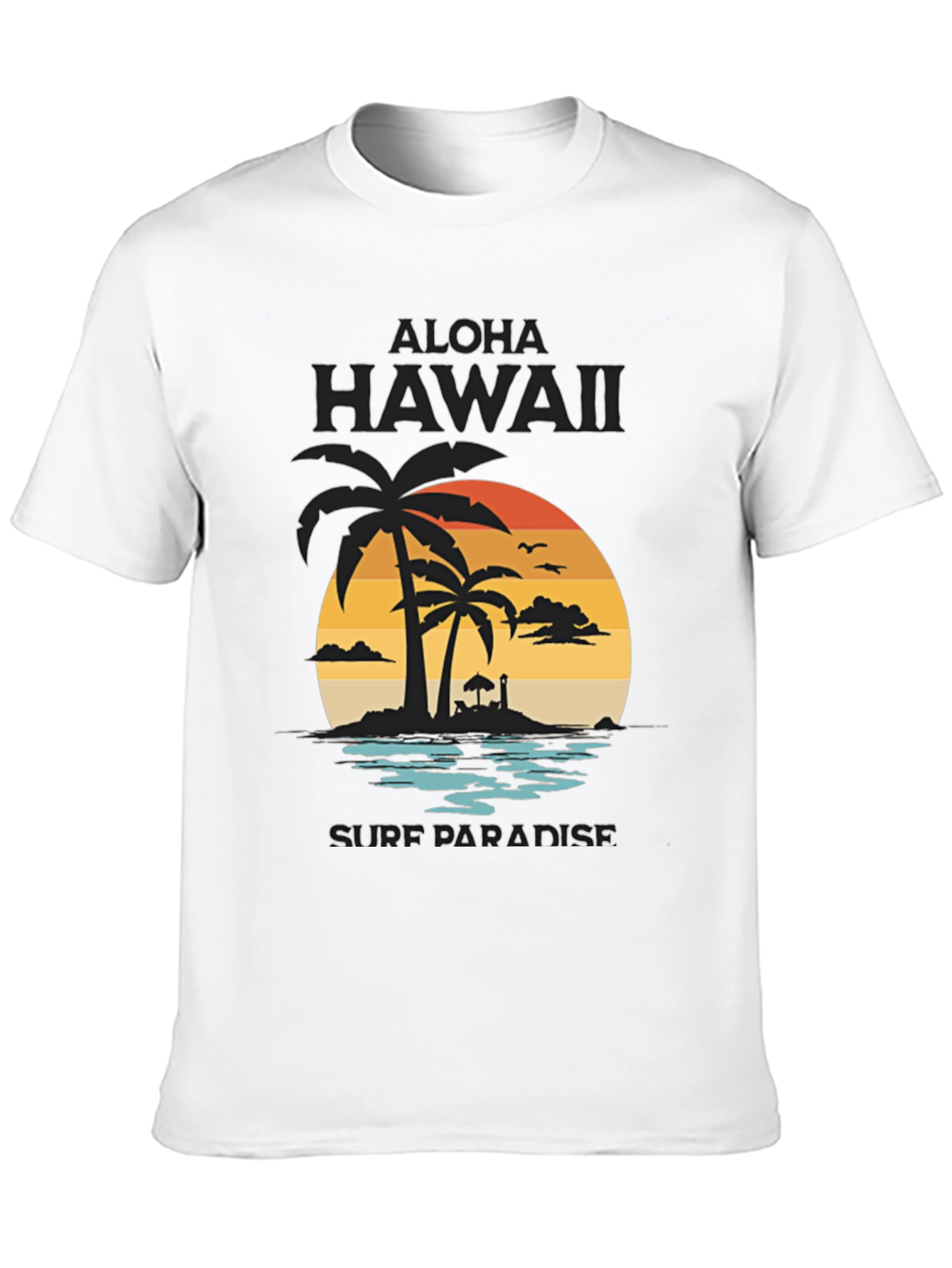 Aloha Hawaii Surf Paradise Black Graphic Tee
