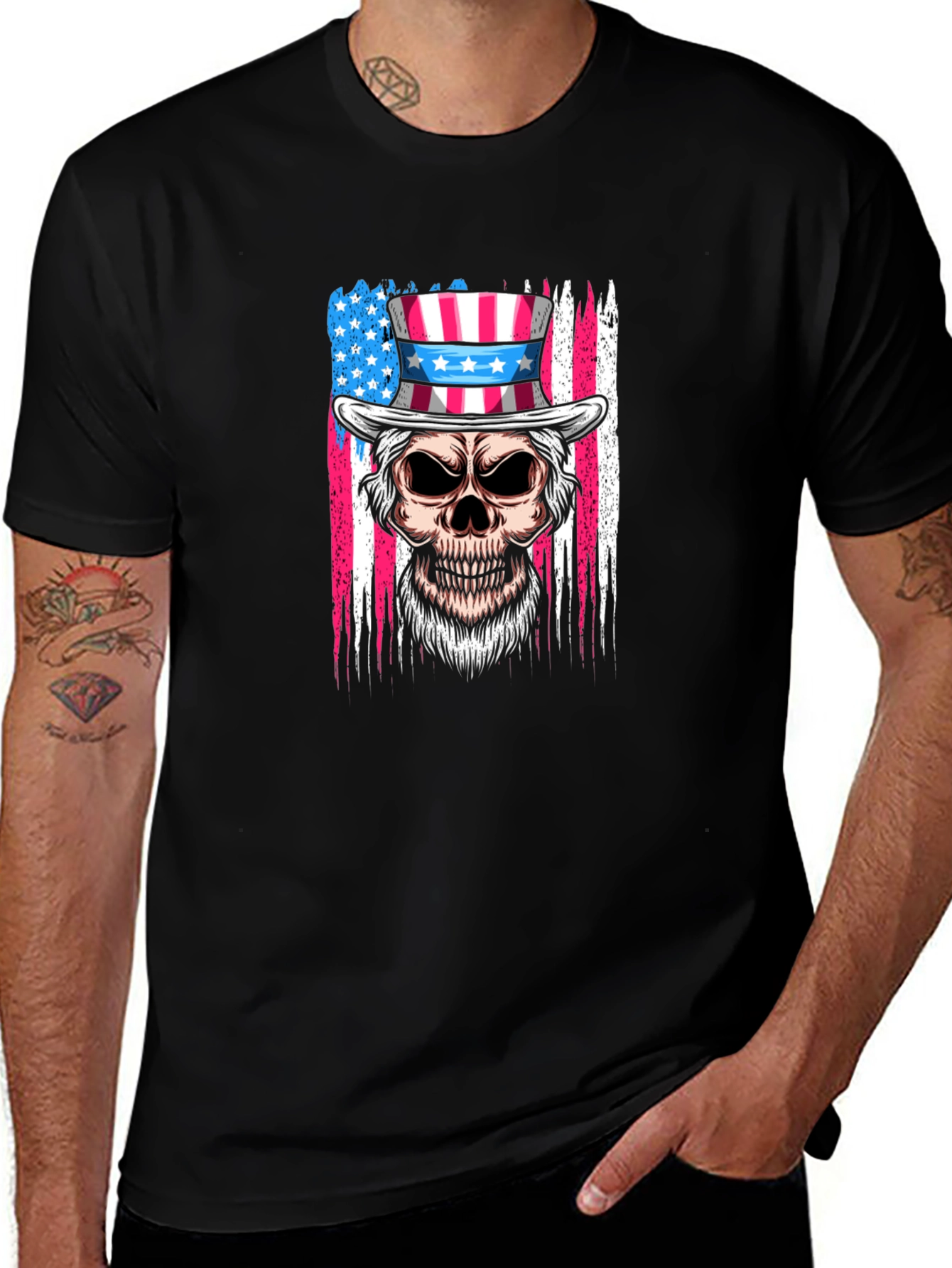 Patriotic Skull T-Shirt - USA Flag Design
