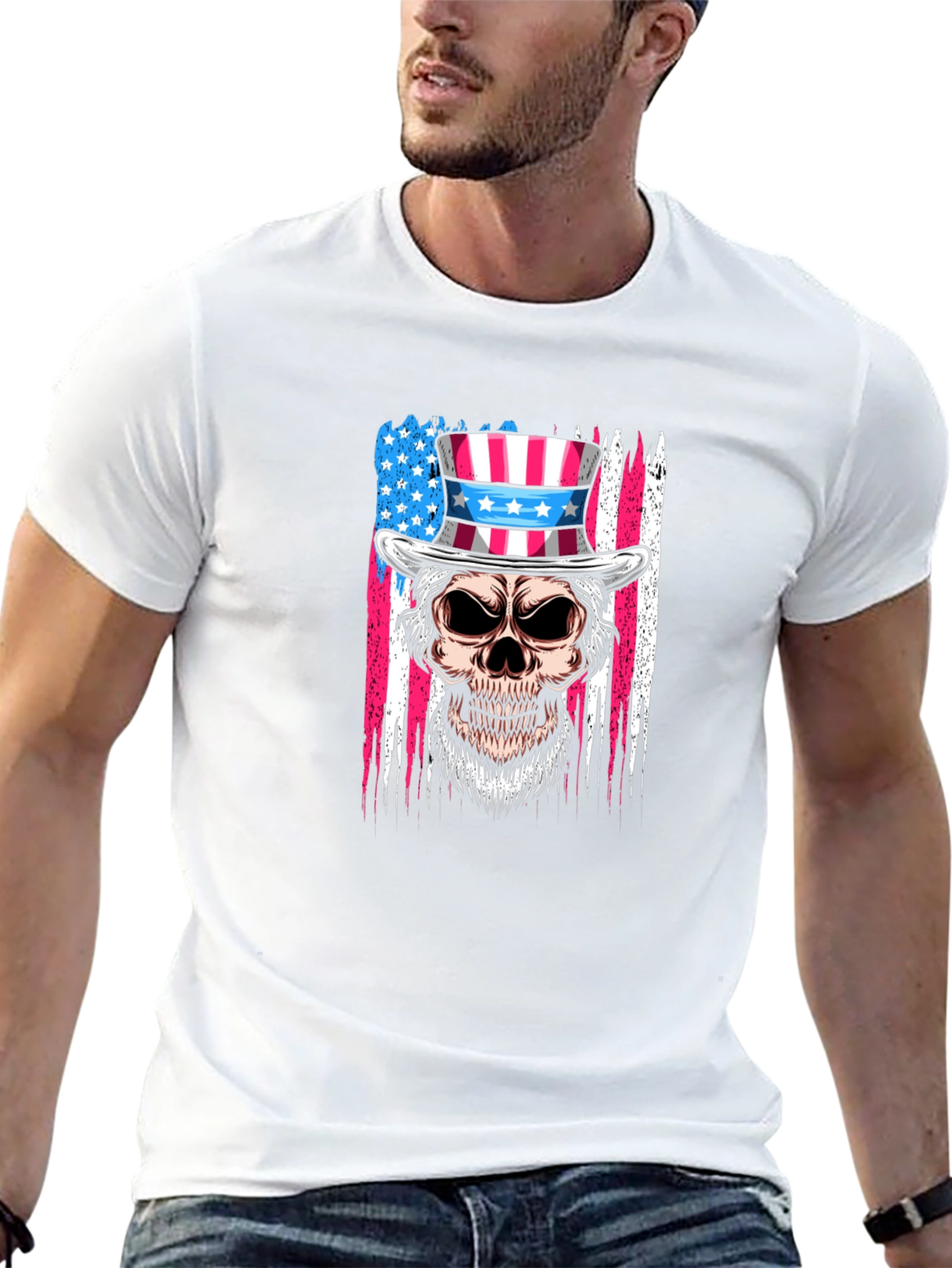Patriotic Skull T-Shirt - USA Flag Design