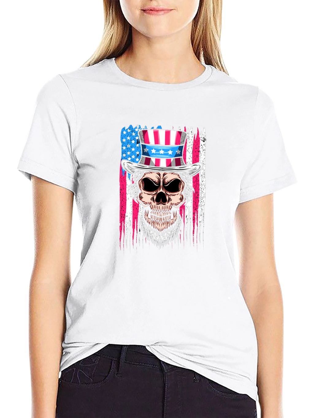 Patriotic Skull T-Shirt - USA Flag Design