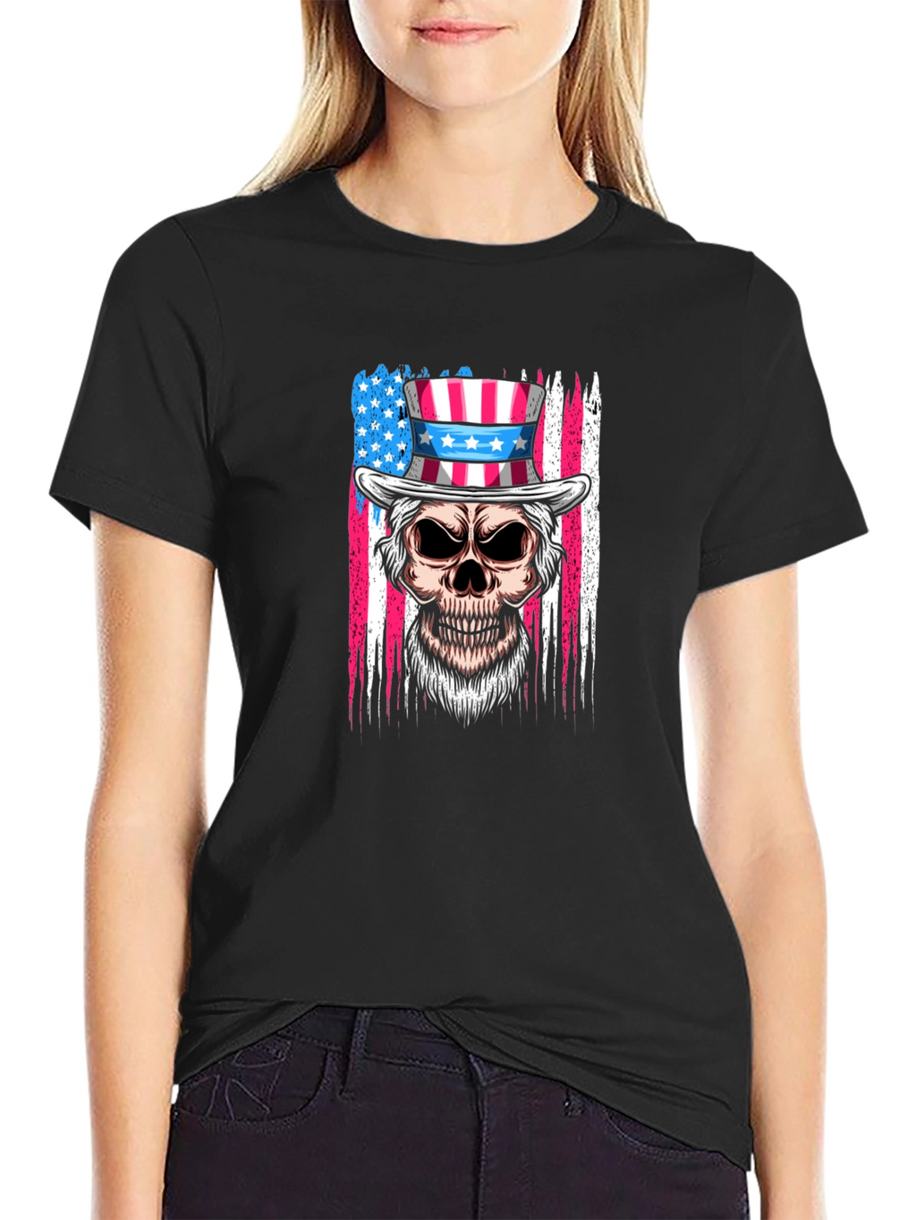 Patriotic Skull T-Shirt - USA Flag Design