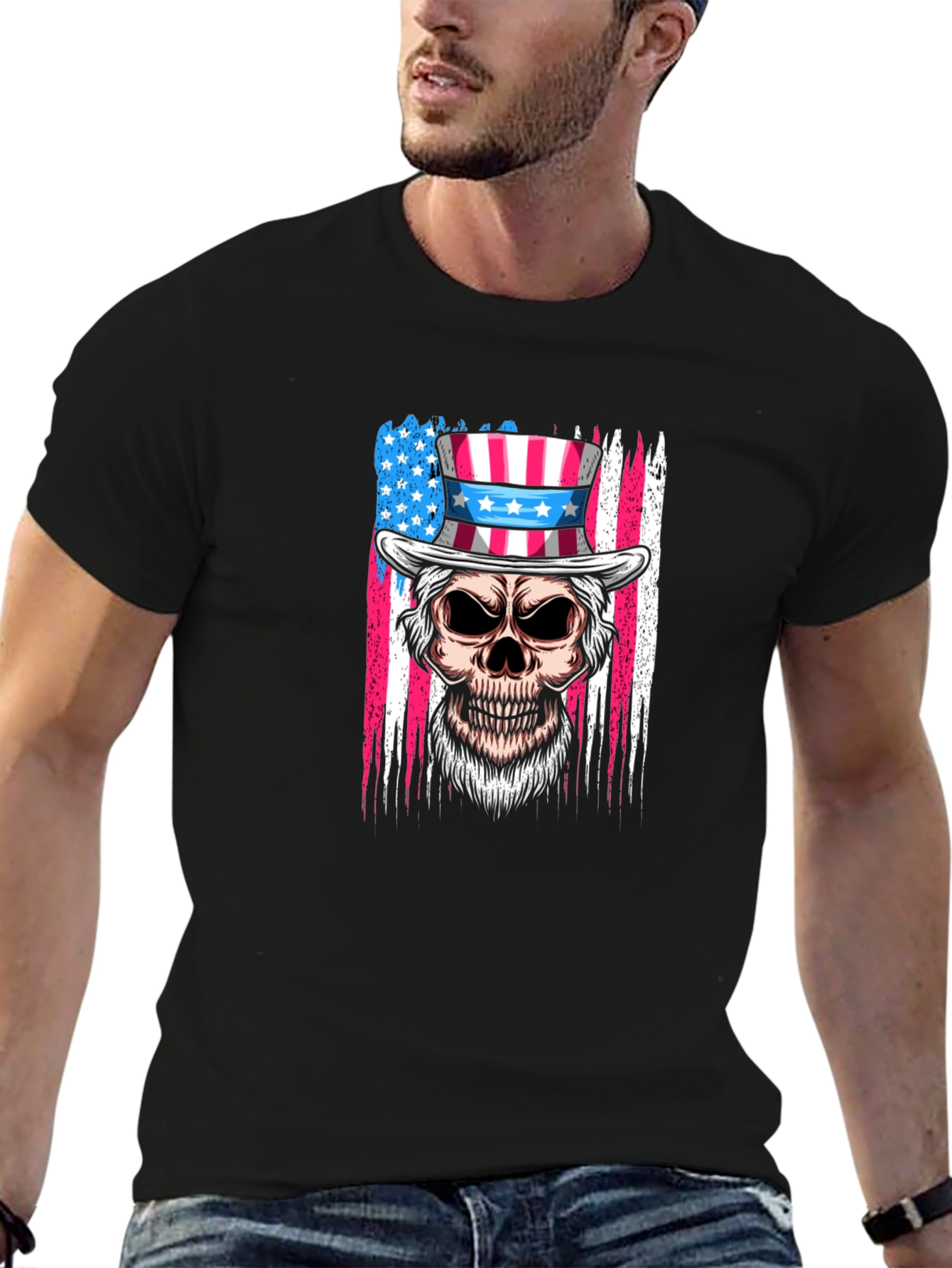 Patriotic Skull T-Shirt - USA Flag Design