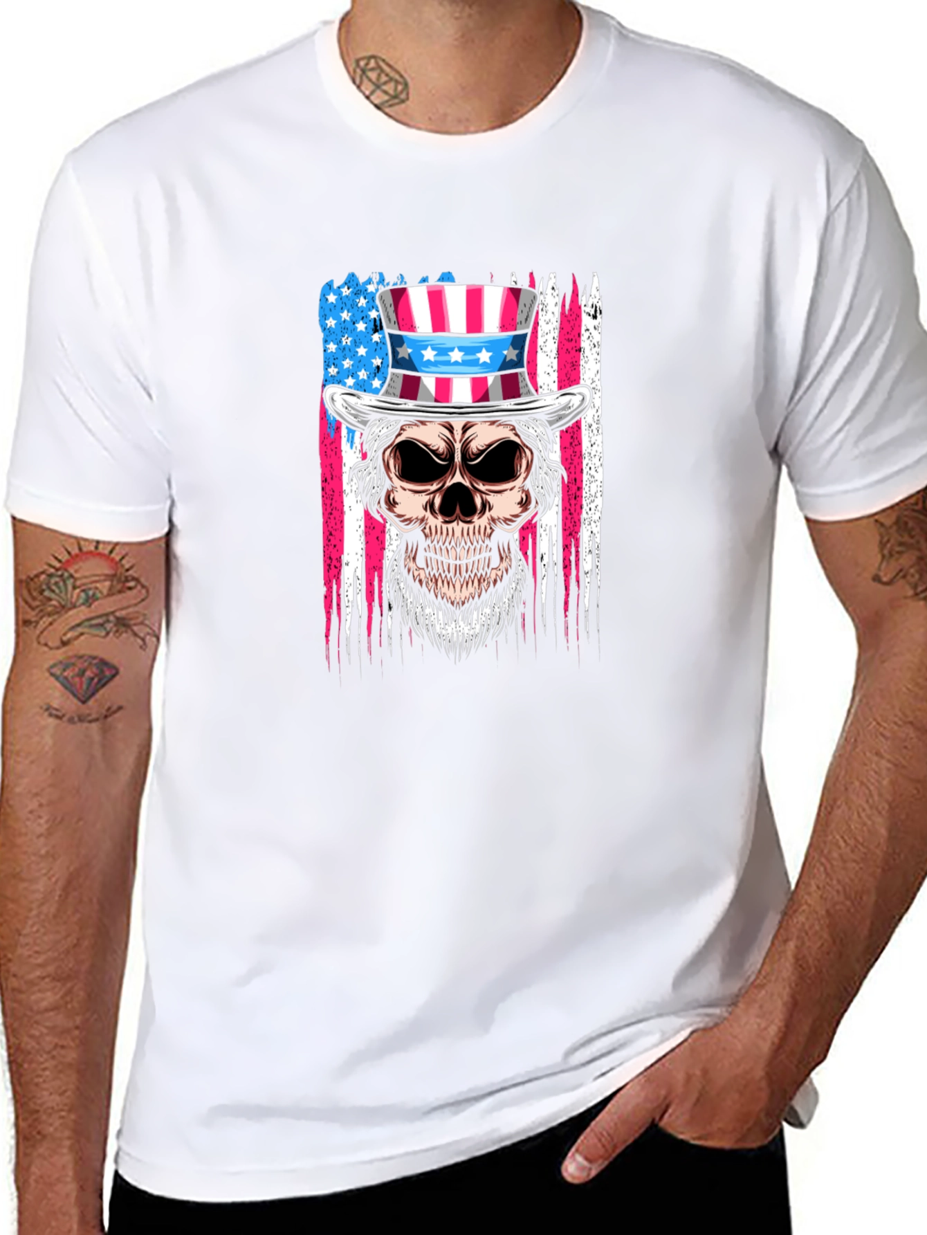 Patriotic Skull T-Shirt - USA Flag Design