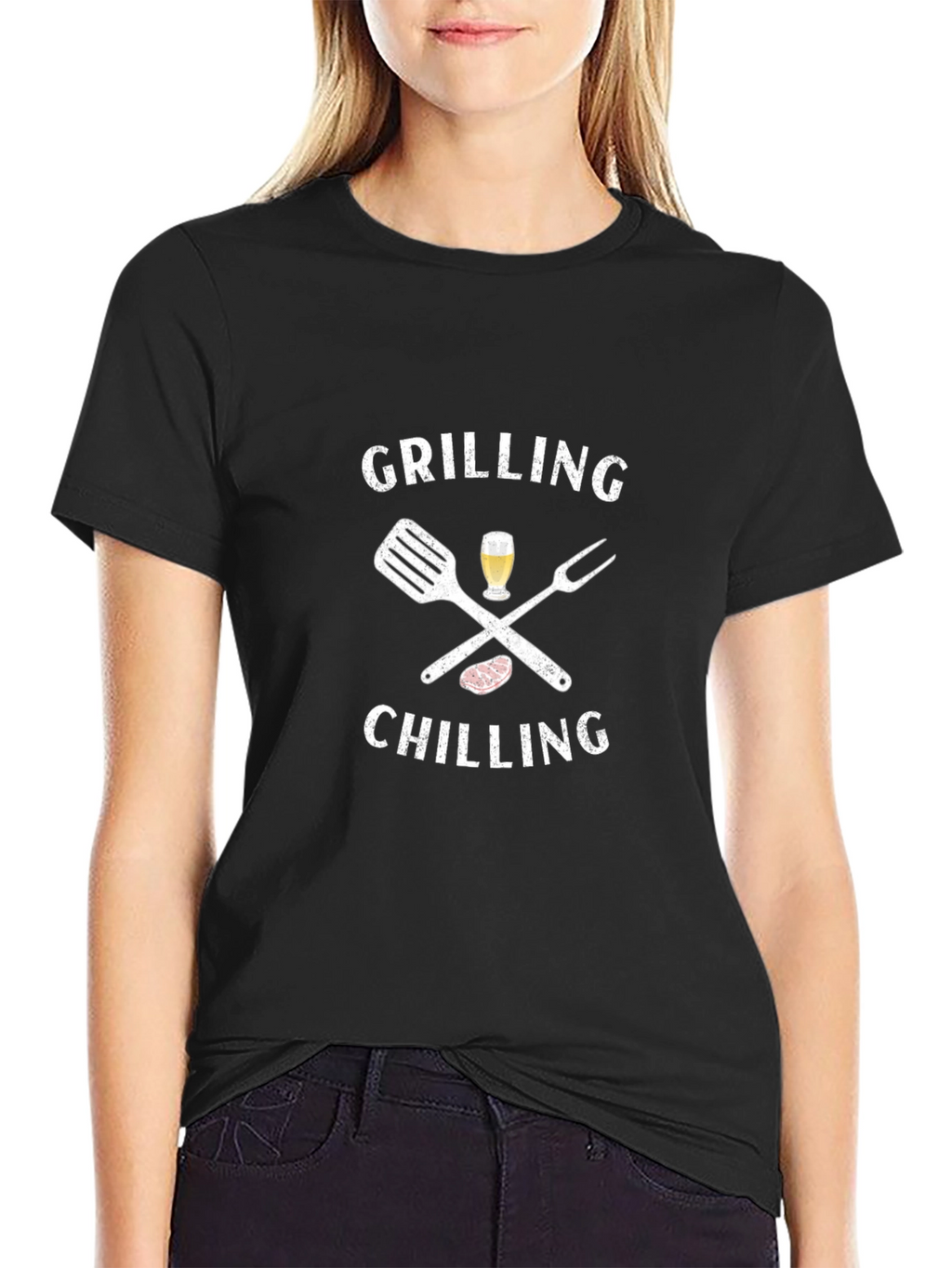 Grilling & Chilling Mens Black Graphic Tee