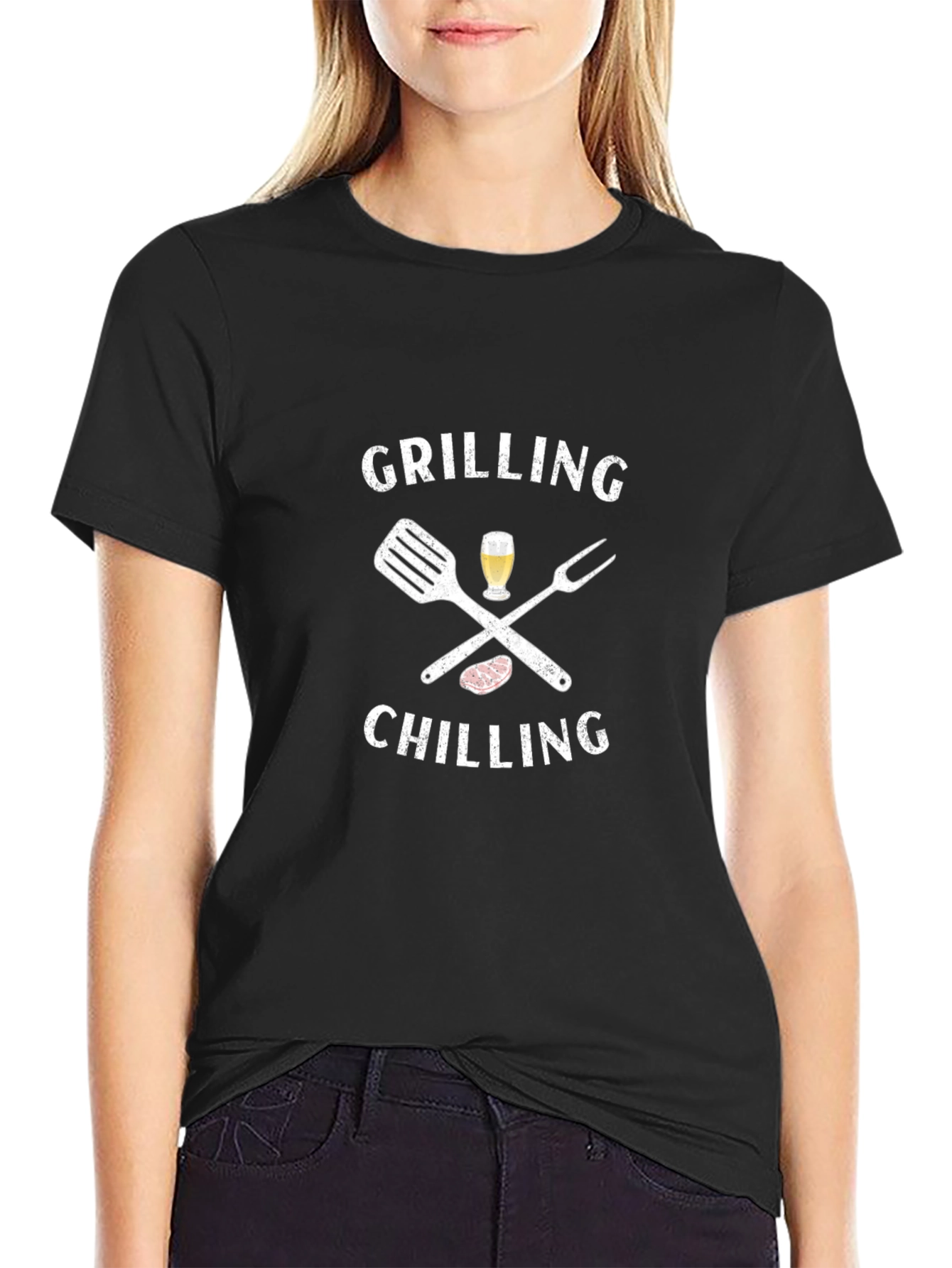 Grilling & Chilling Mens Black Graphic Tee