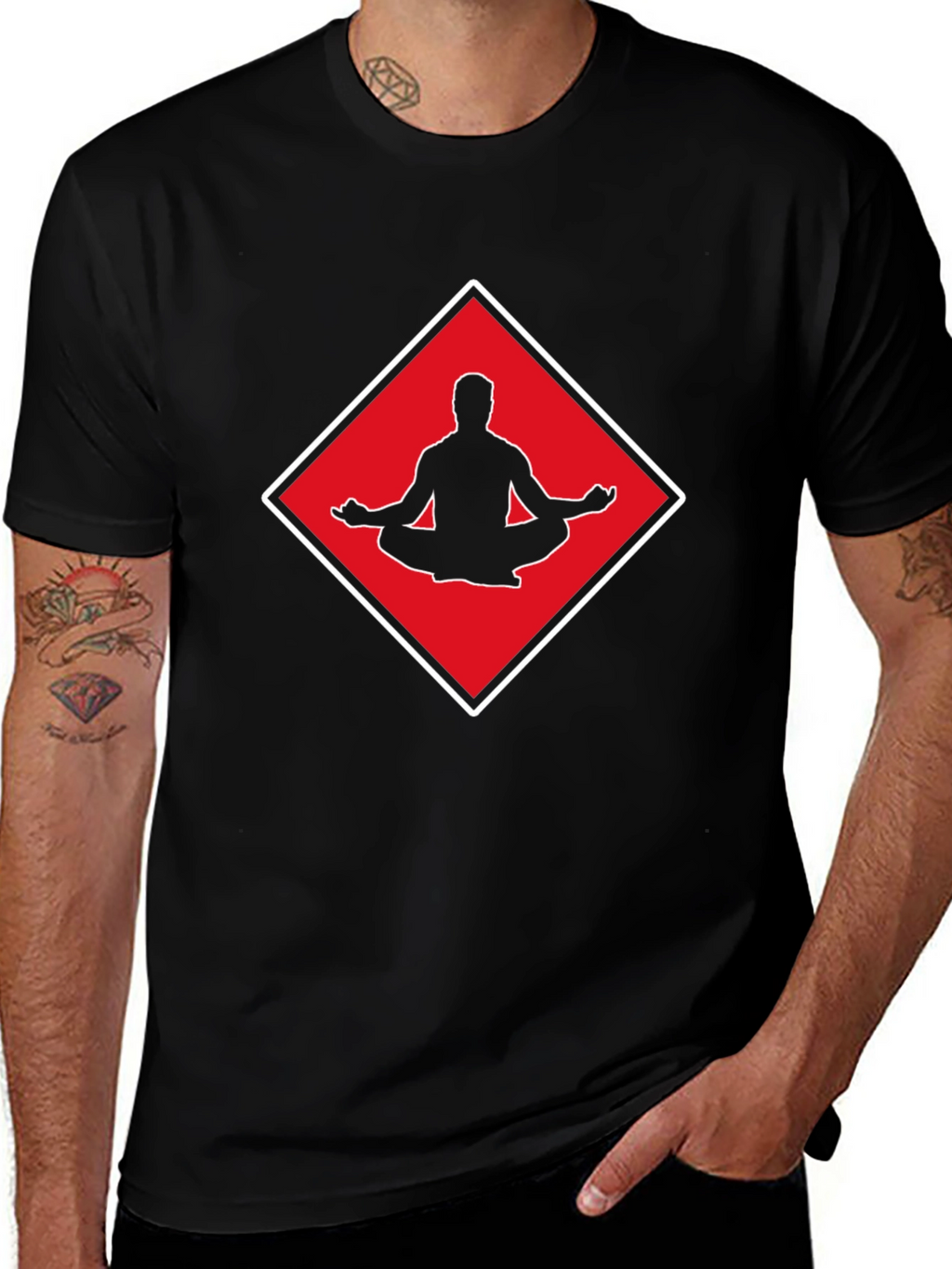 Meditate T-Shirt: Red Diamond Yoga Design