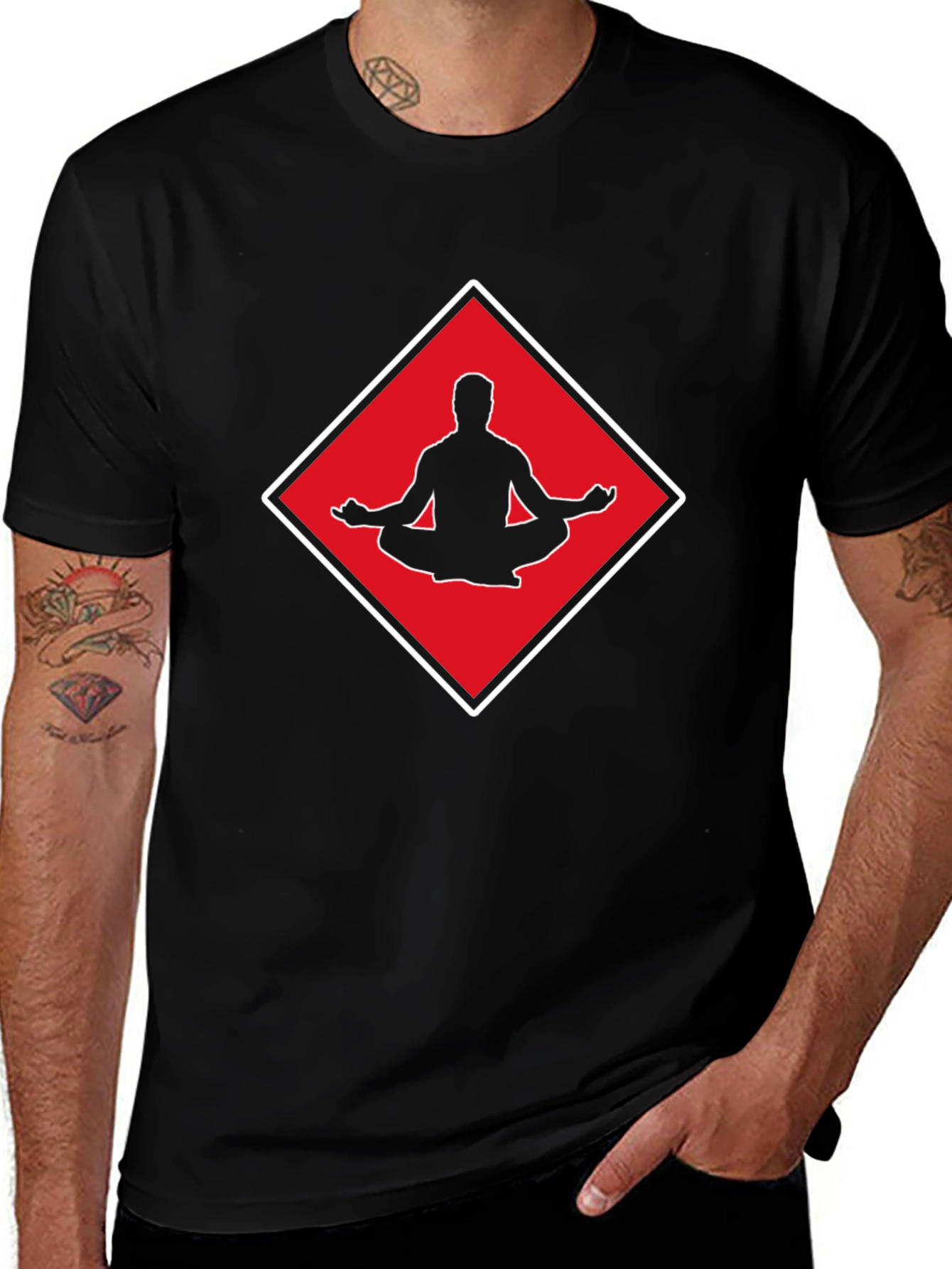 Meditate T-Shirt: Red Diamond Yoga Design