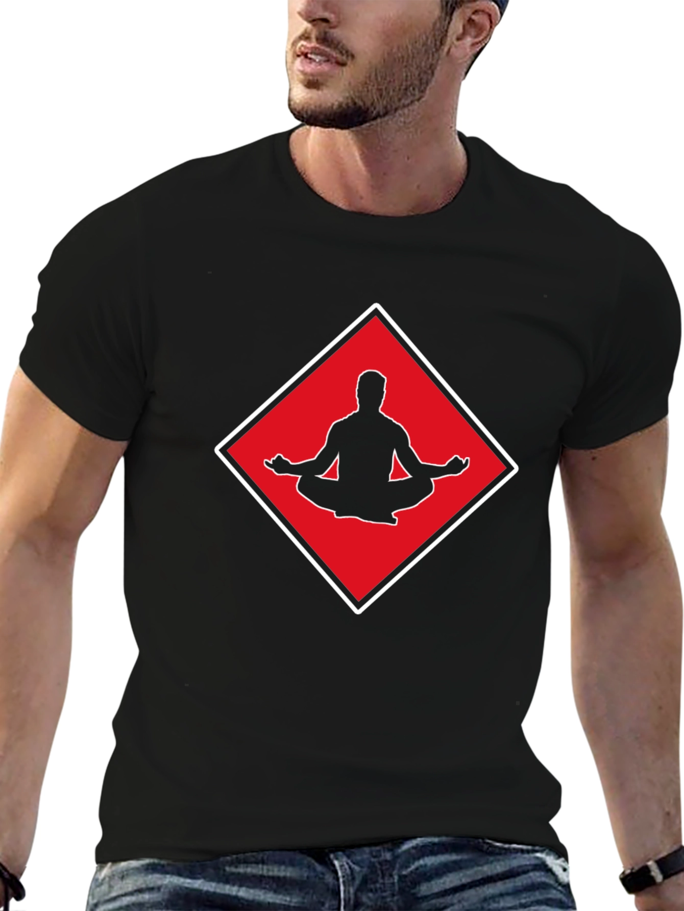 Meditate T-Shirt: Red Diamond Yoga Design