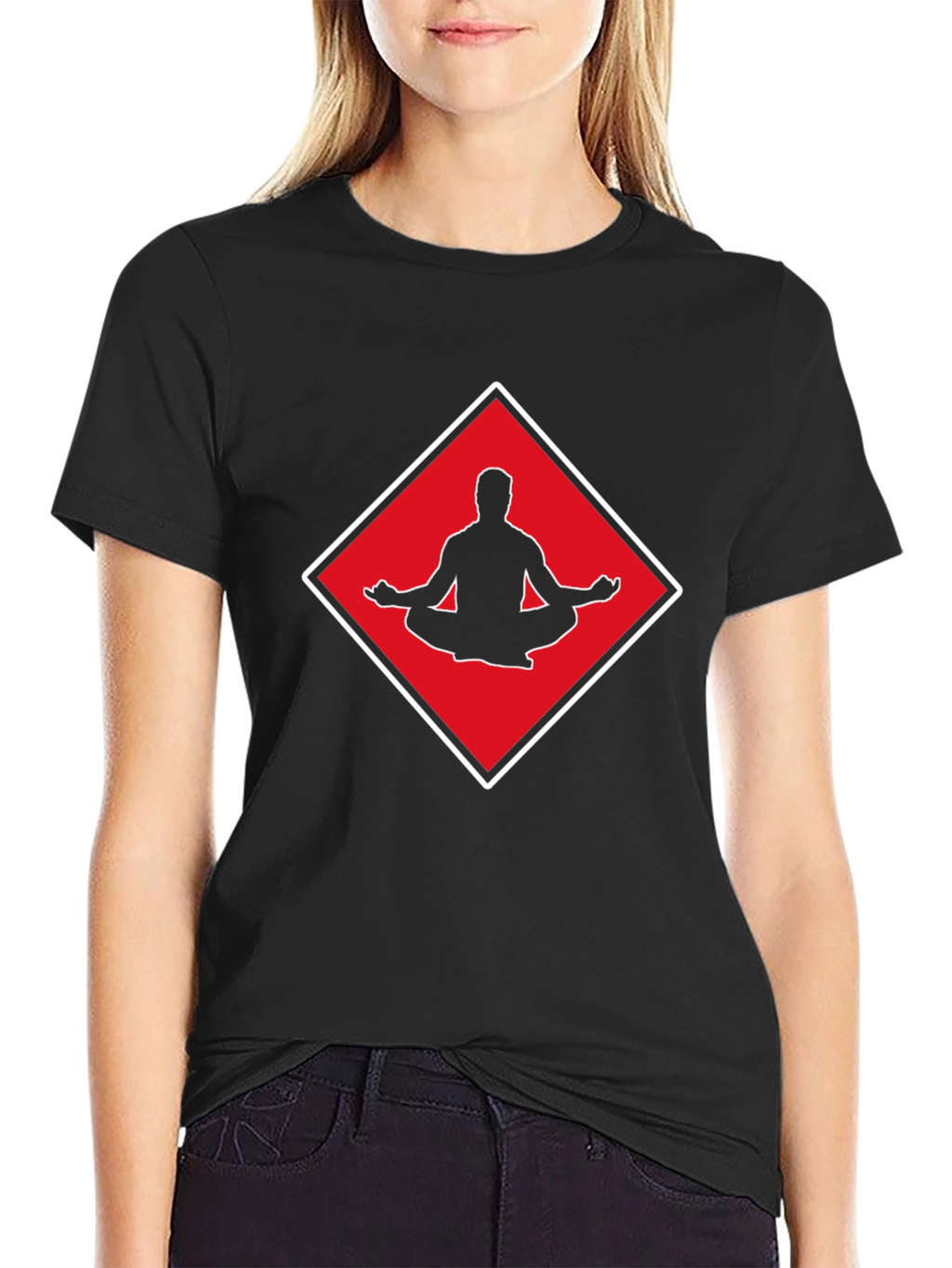 Meditate T-Shirt: Red Diamond Yoga Design