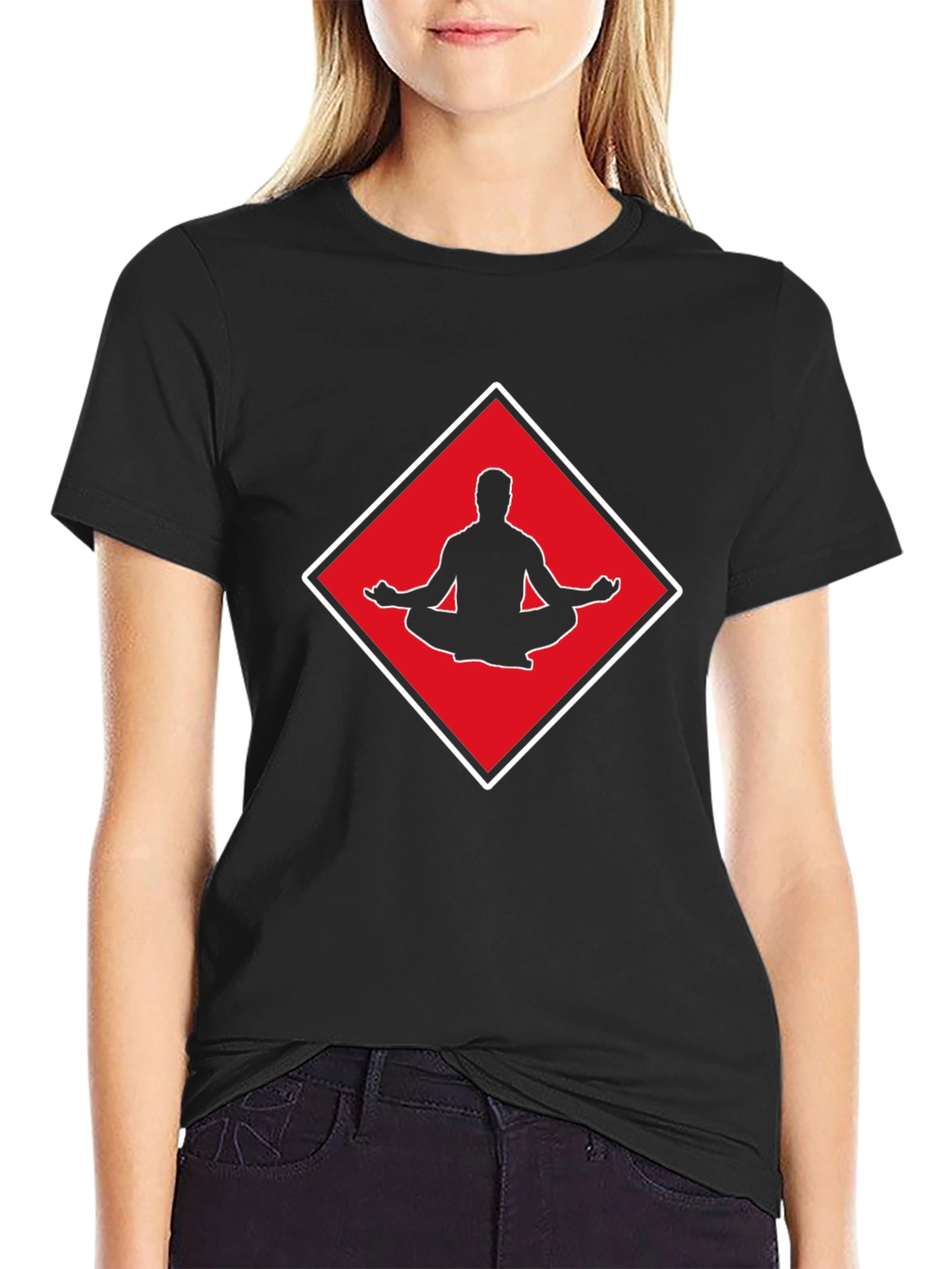 Meditate T-Shirt: Red Diamond Yoga Design