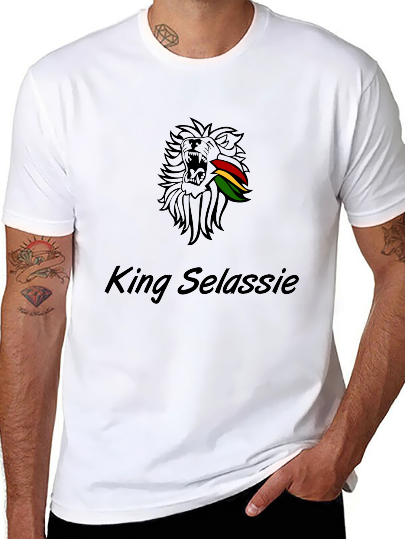 King Selassie Lion T-Shirt - Rastafarian Style