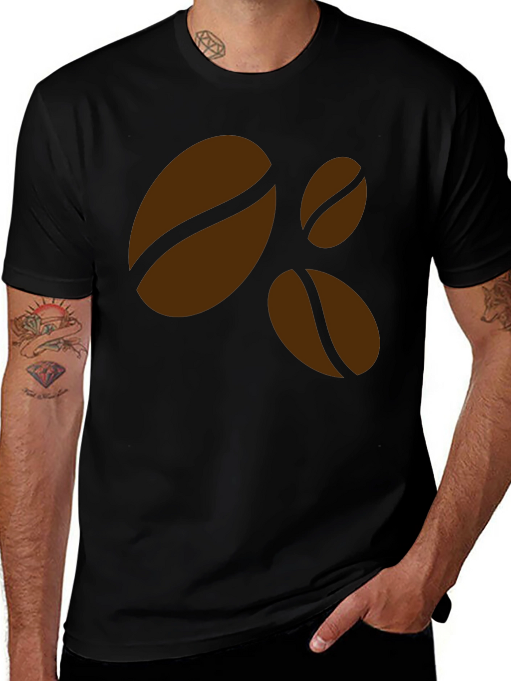 Coffee Bean Graphic Black T-Shirt - Casual Style