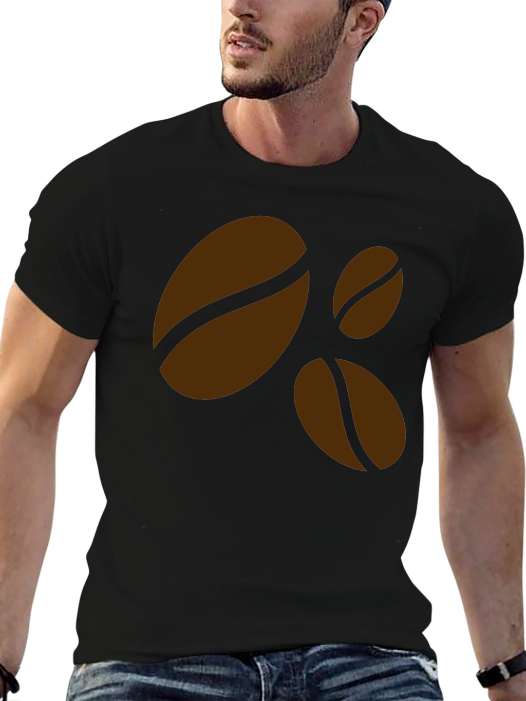 Coffee Bean Graphic Black T-Shirt - Casual Style