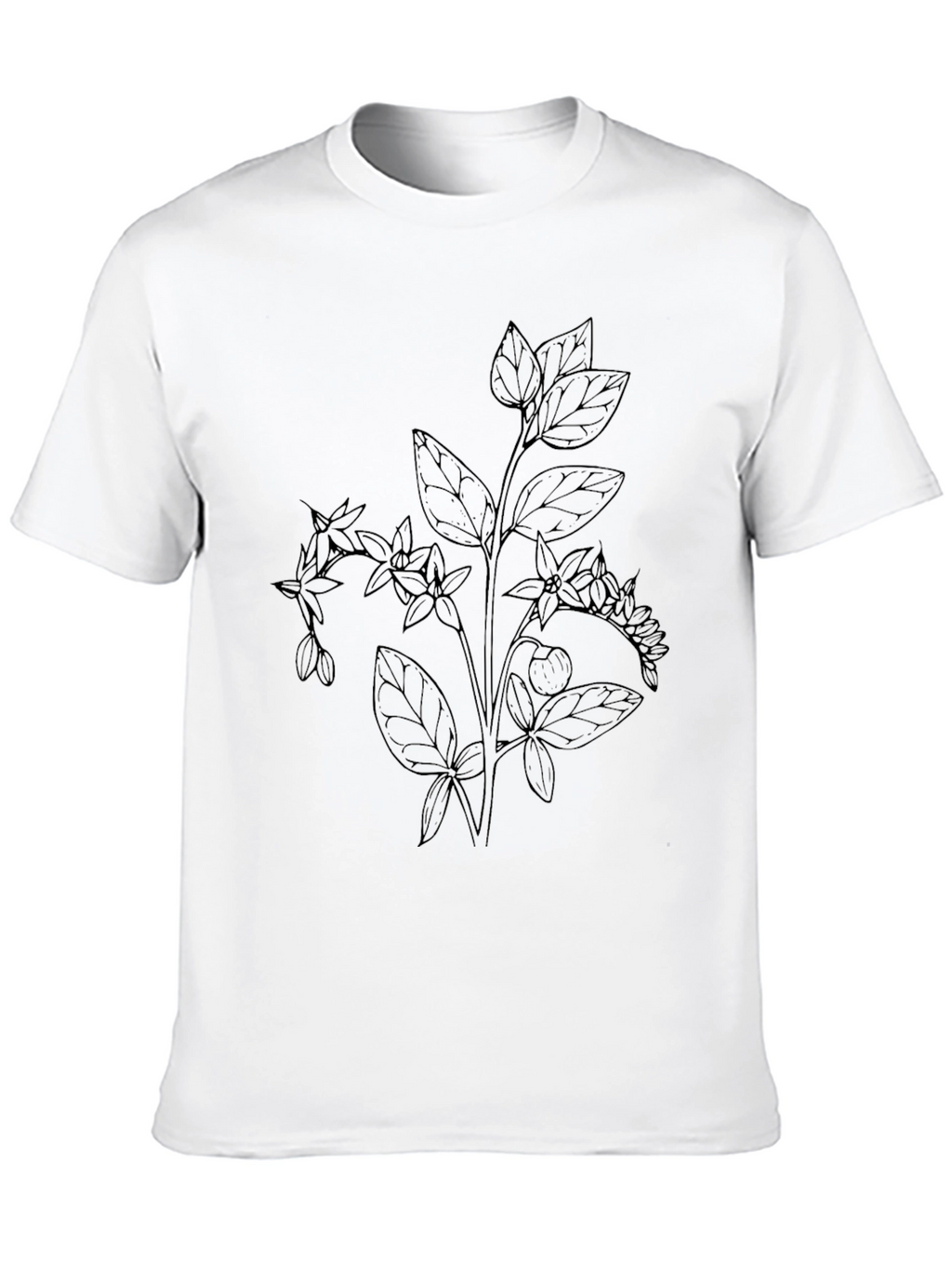 Botanical Line Art Black T-Shirt