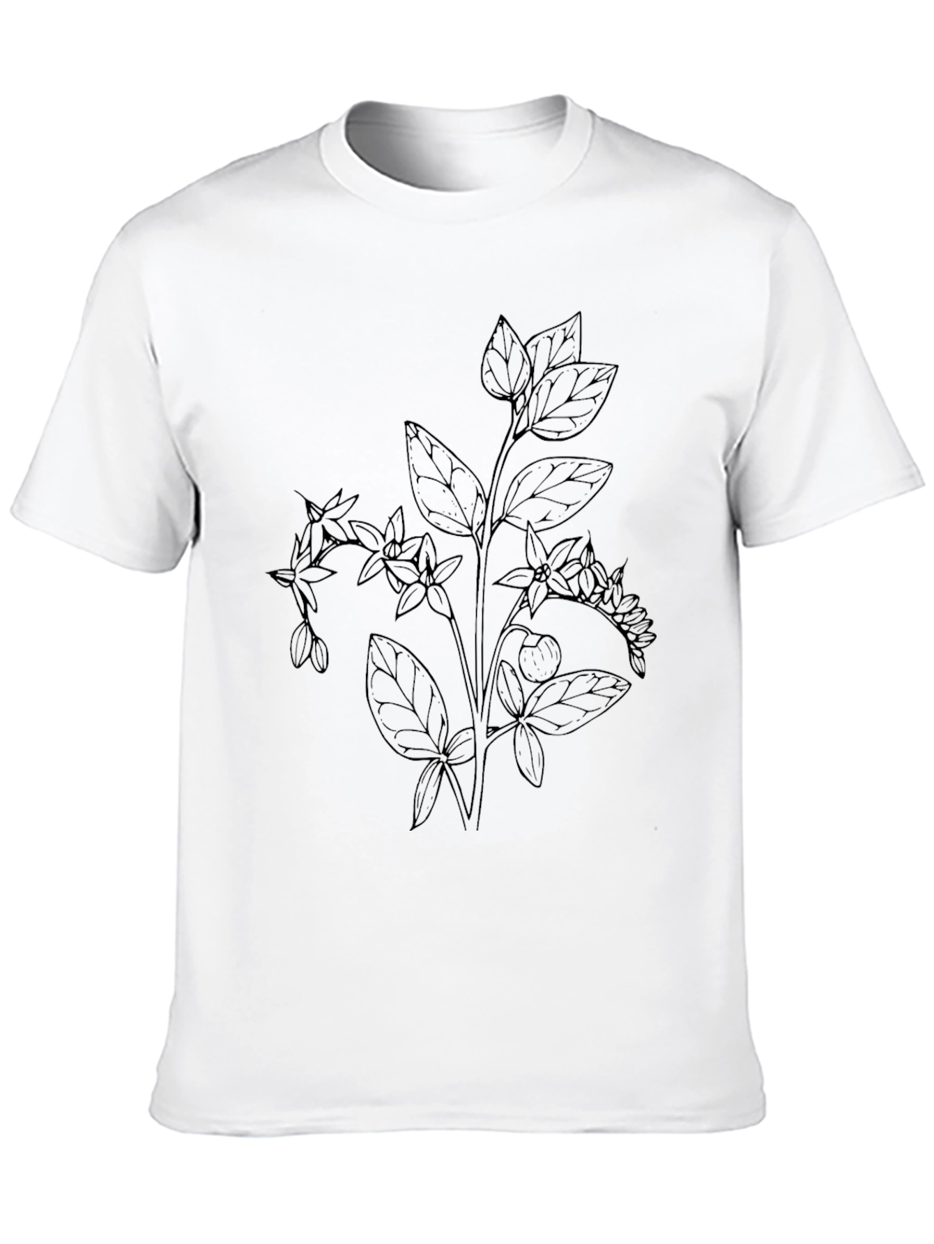 Botanical Line Art Black T-Shirt