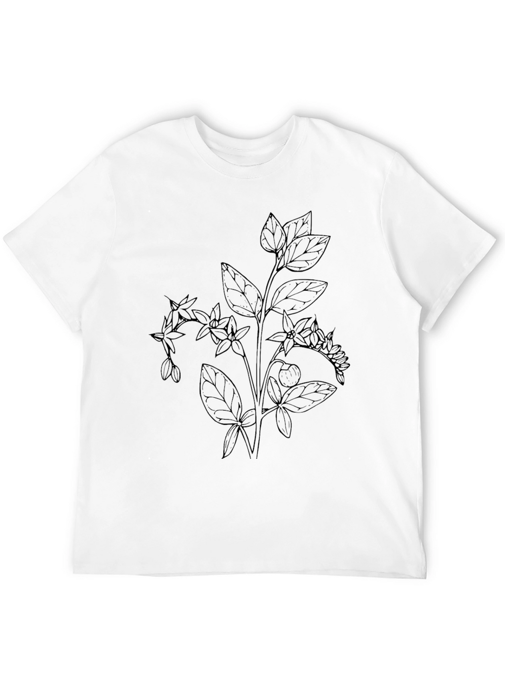 Botanical Line Art Black T-Shirt