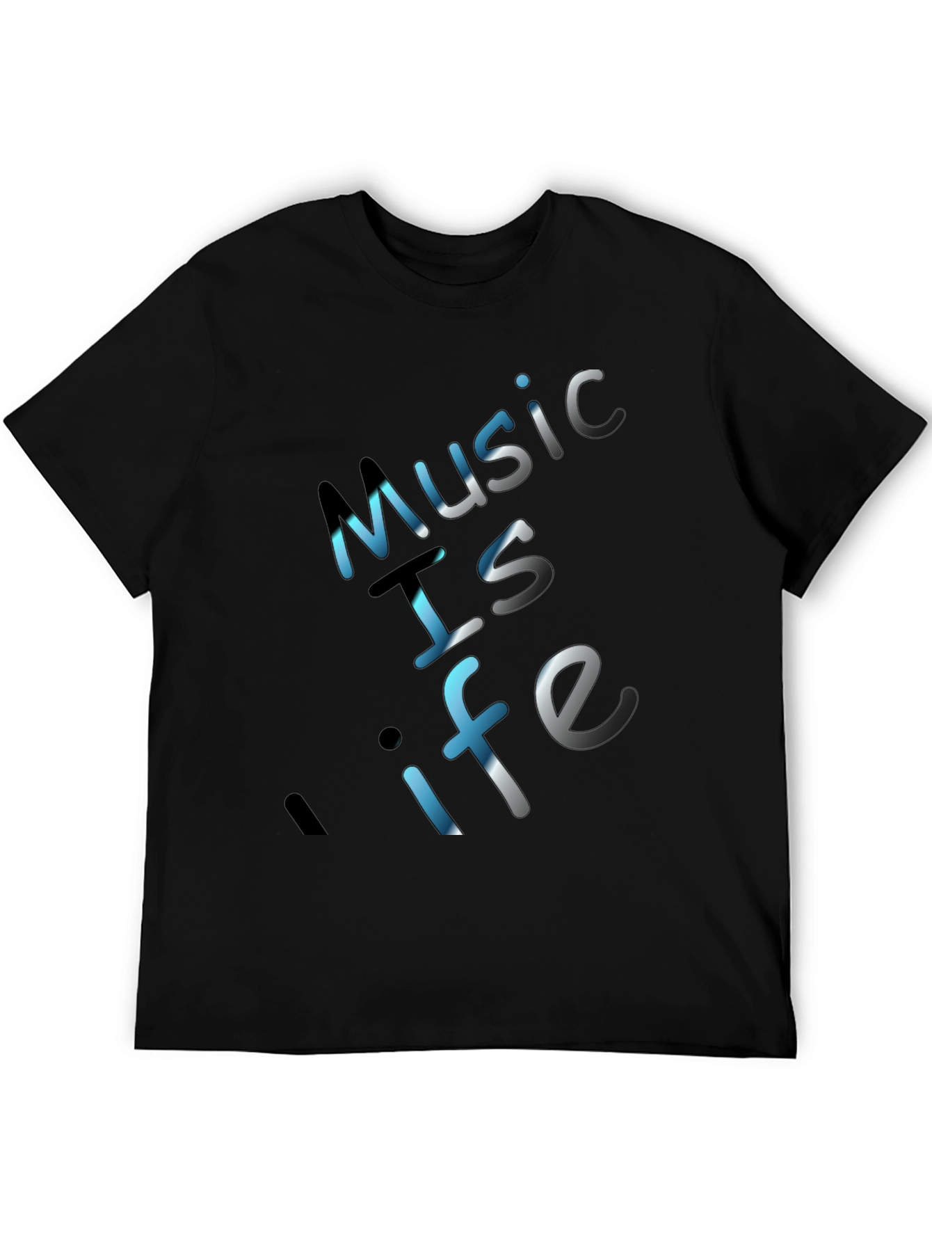 Music is Life Graphic Tee - Black Crew Neck