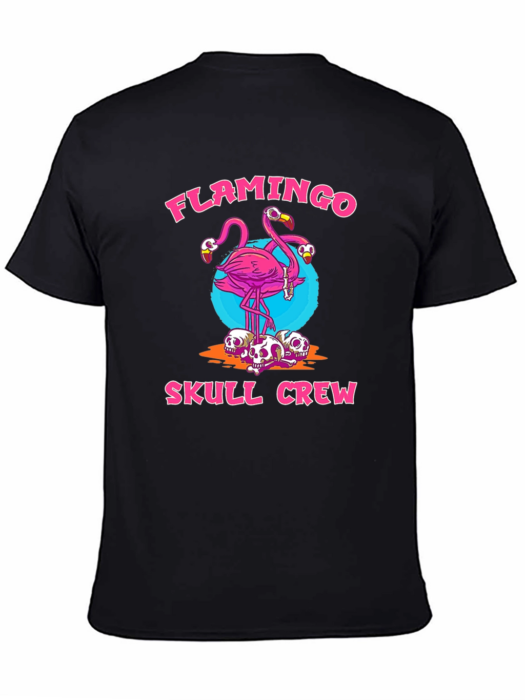 Flamingo Skull Crew Graphic Tee - Trendy & Unique