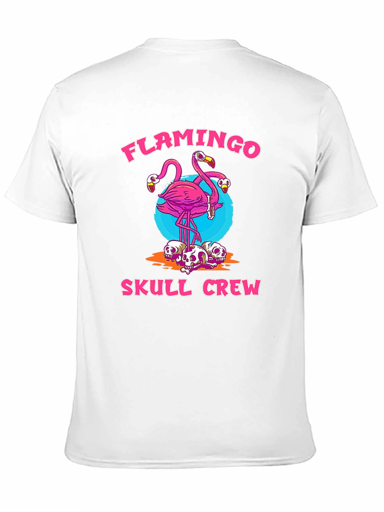 Flamingo Skull Crew Graphic Tee - Trendy & Unique