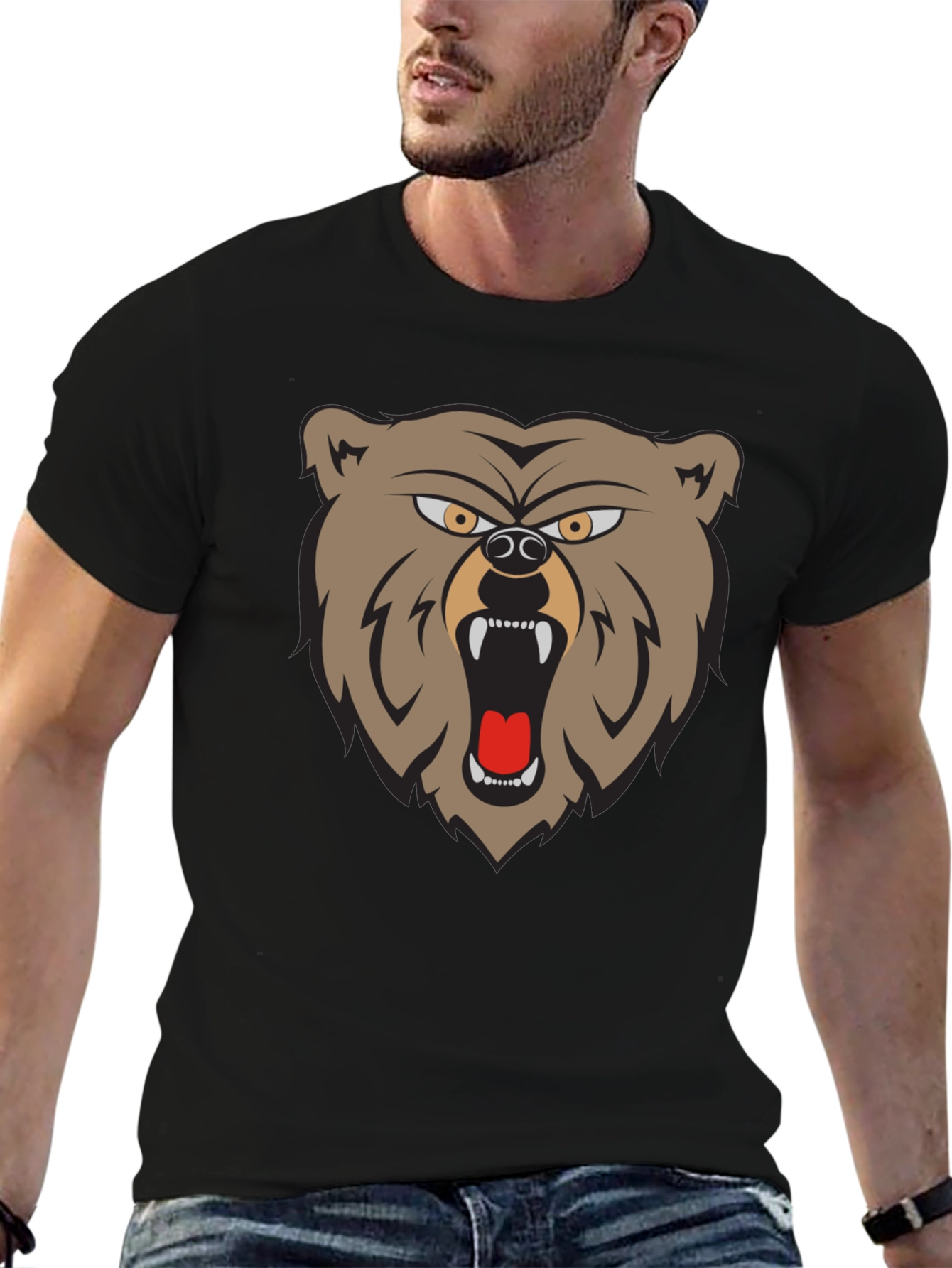 Mens Graphic T-Shirt - Roaring Bear Design