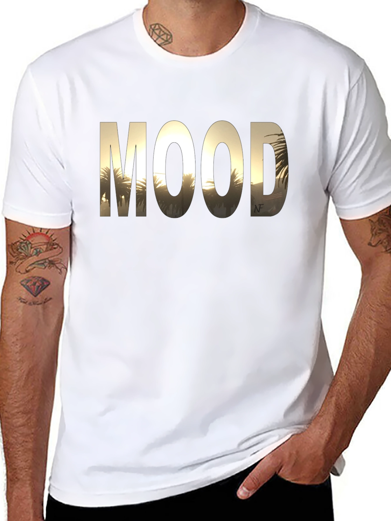 Sunset Palm Tree MOOD Graphic T-Shirt