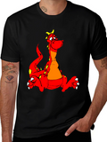 Cartoon Dragon Graphic Tee - Black T-Shirt