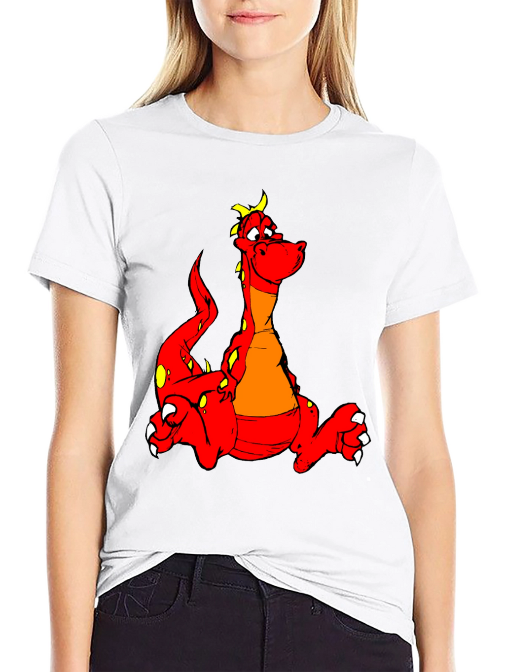 Cartoon Dragon Graphic Tee - Black T-Shirt