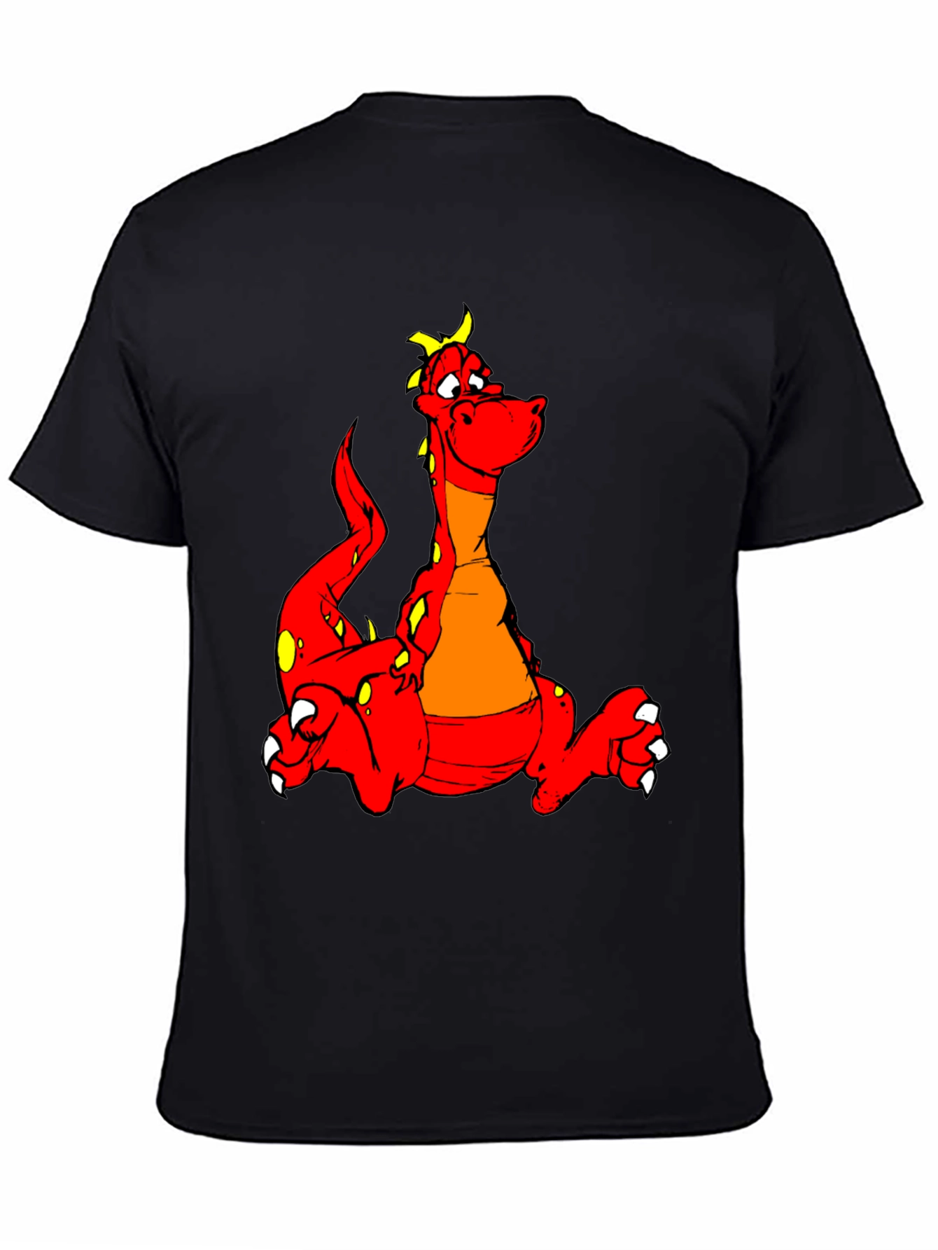 Cartoon Dragon Graphic Tee - Black T-Shirt