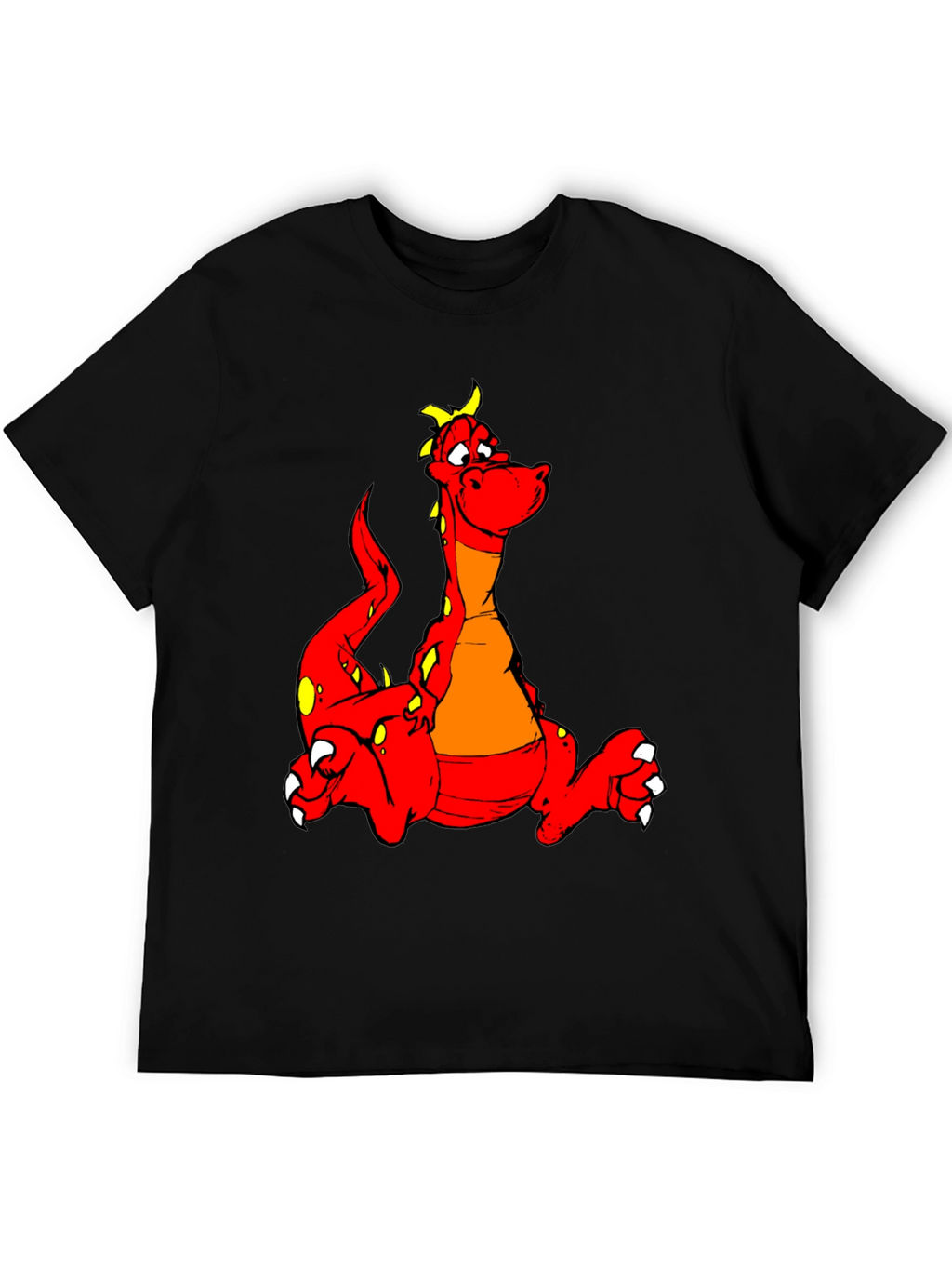 Cartoon Dragon Graphic Tee - Black T-Shirt