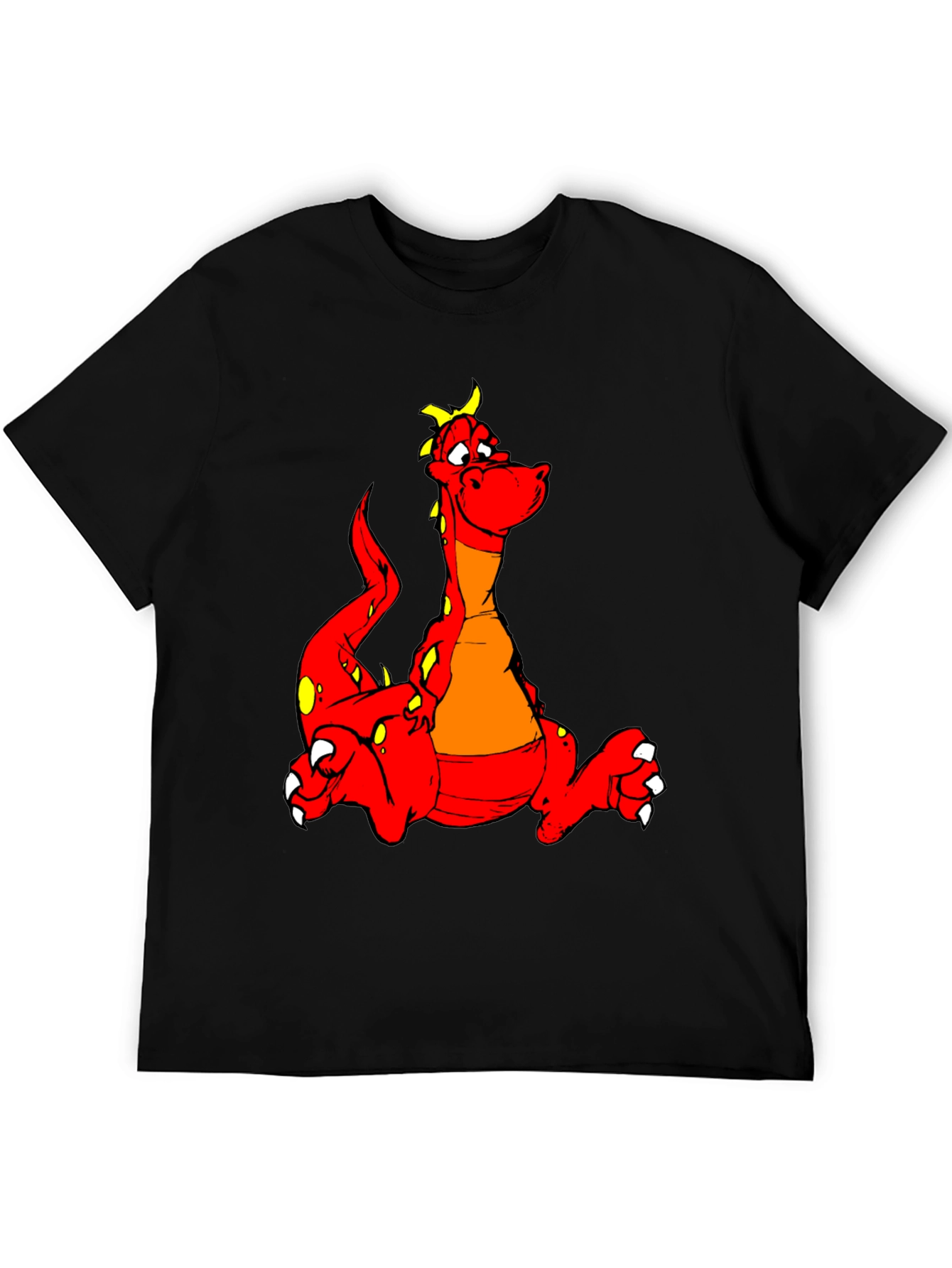 Cartoon Dragon Graphic Tee - Black T-Shirt