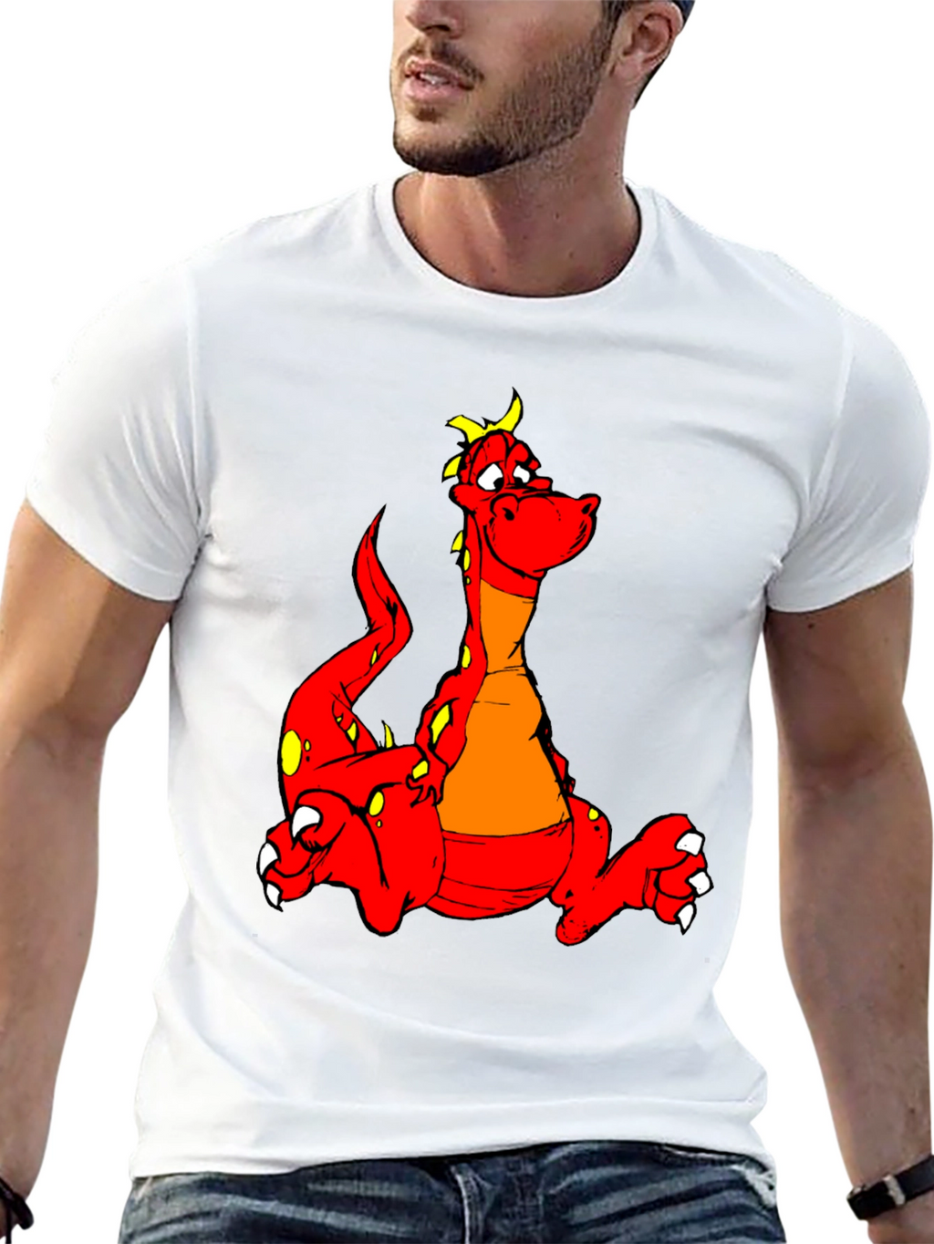 Cartoon Dragon Graphic Tee - Black T-Shirt
