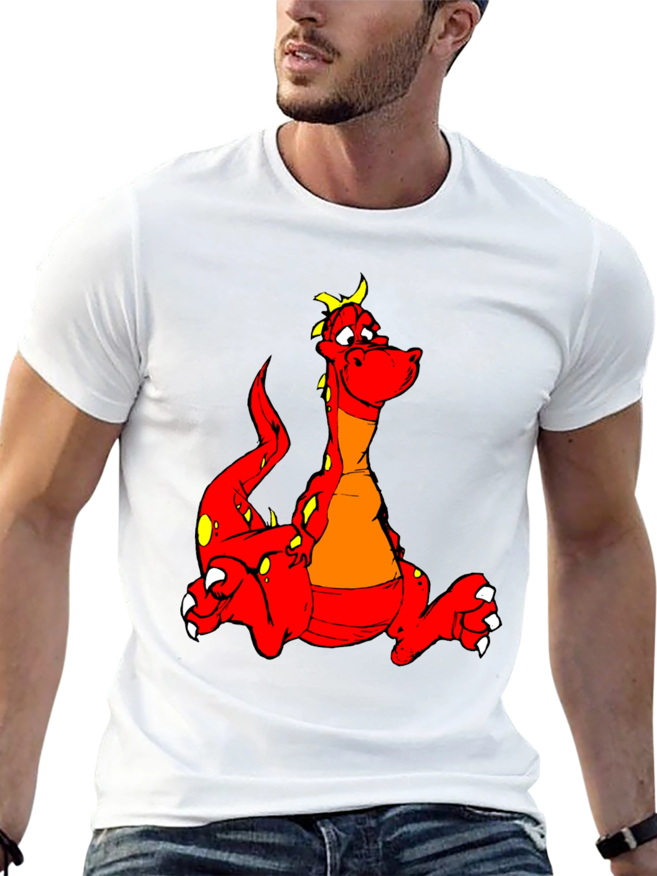 Cartoon Dragon Graphic Tee - Black T-Shirt