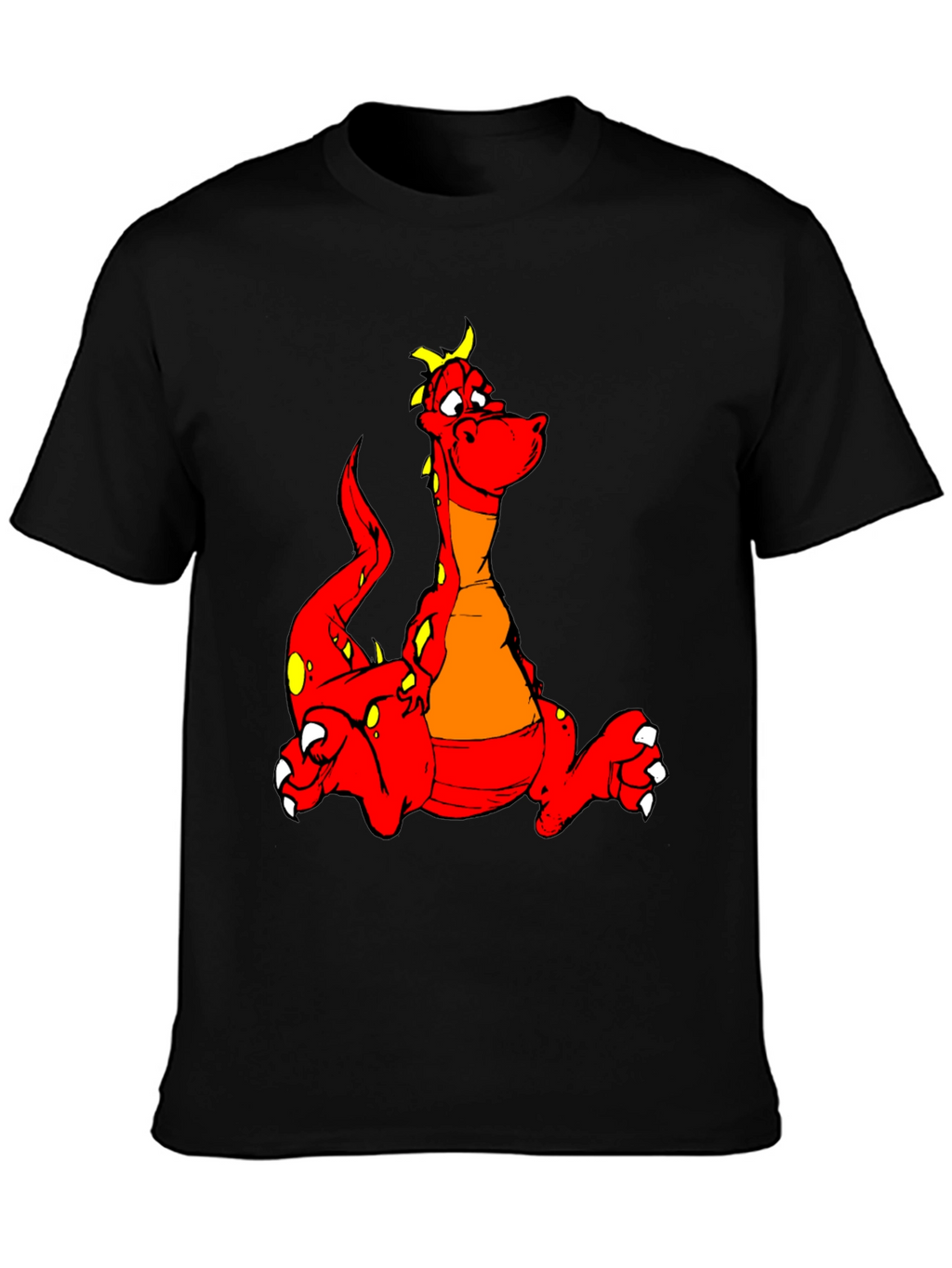 Cartoon Dragon Graphic Tee - Black T-Shirt