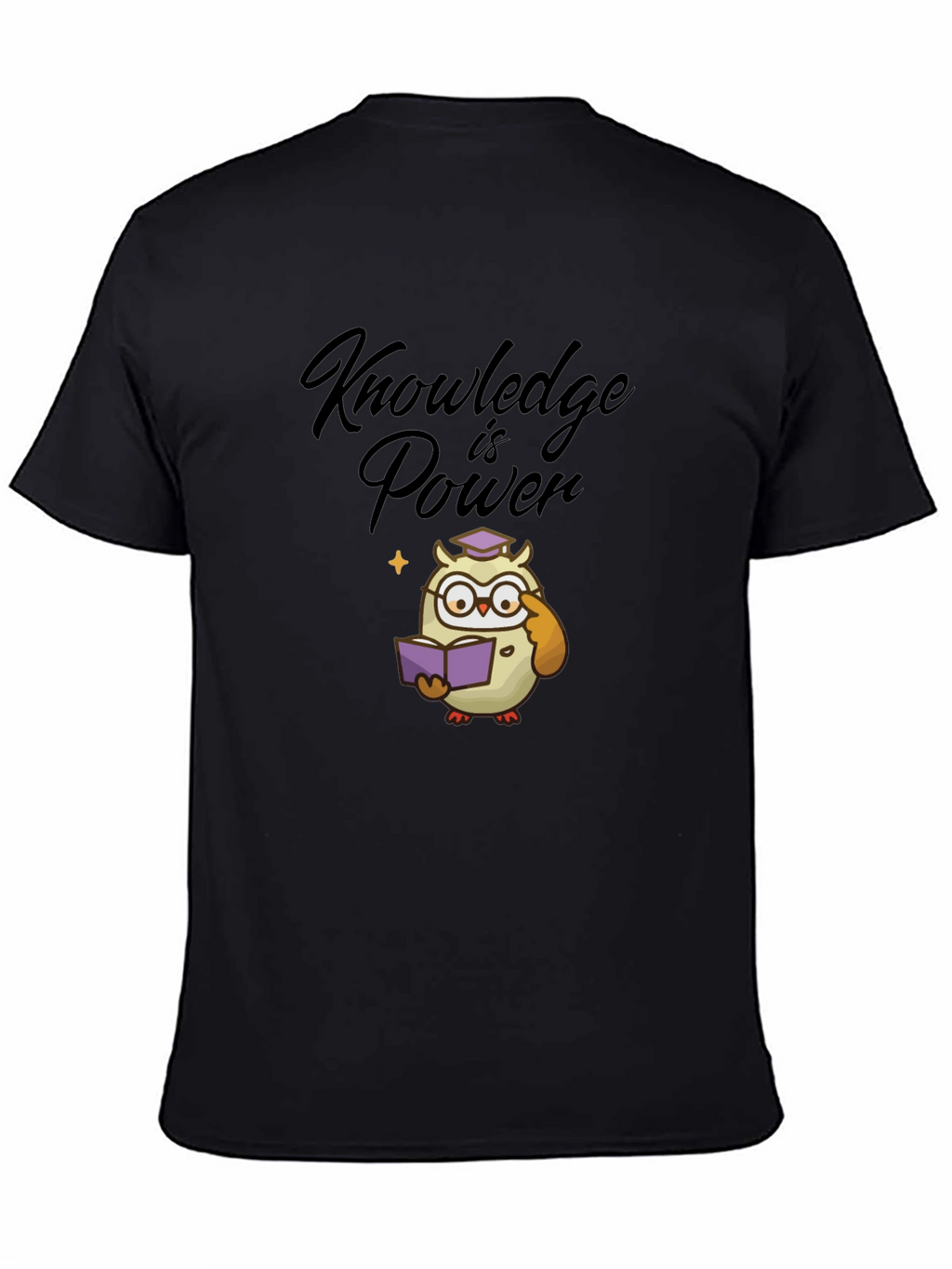Knowledge is Power Owl Graphic Tee - Black
