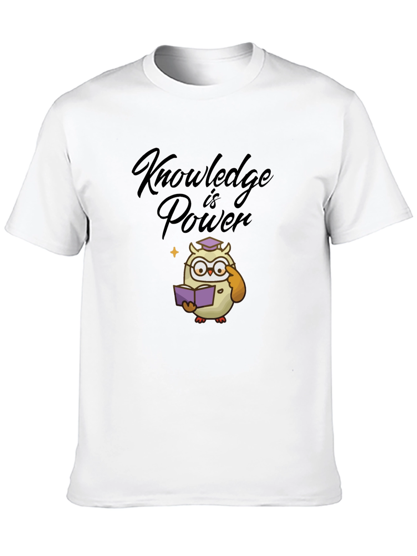 Knowledge is Power Owl Graphic Tee - Black