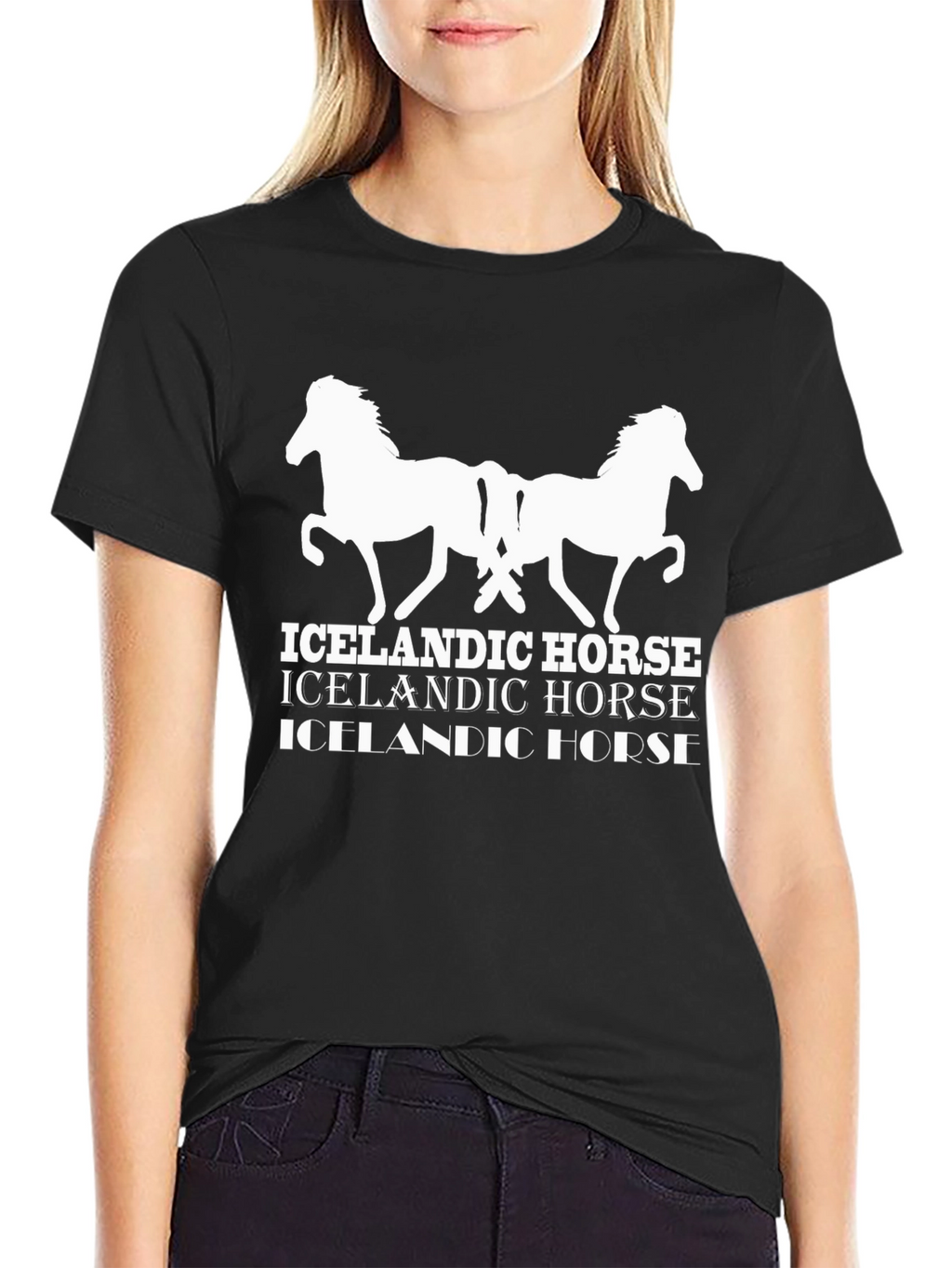Icelandic Horse Graphic Tee - Black