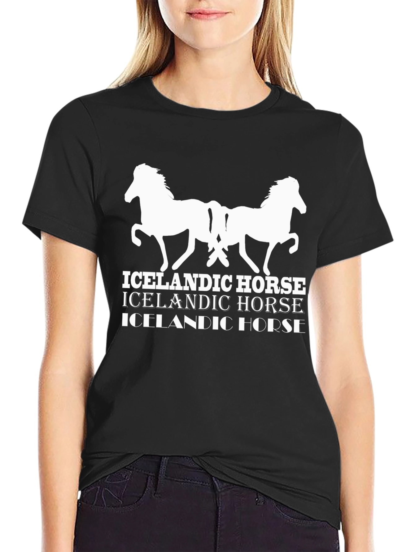 Icelandic Horse Graphic Tee - Black